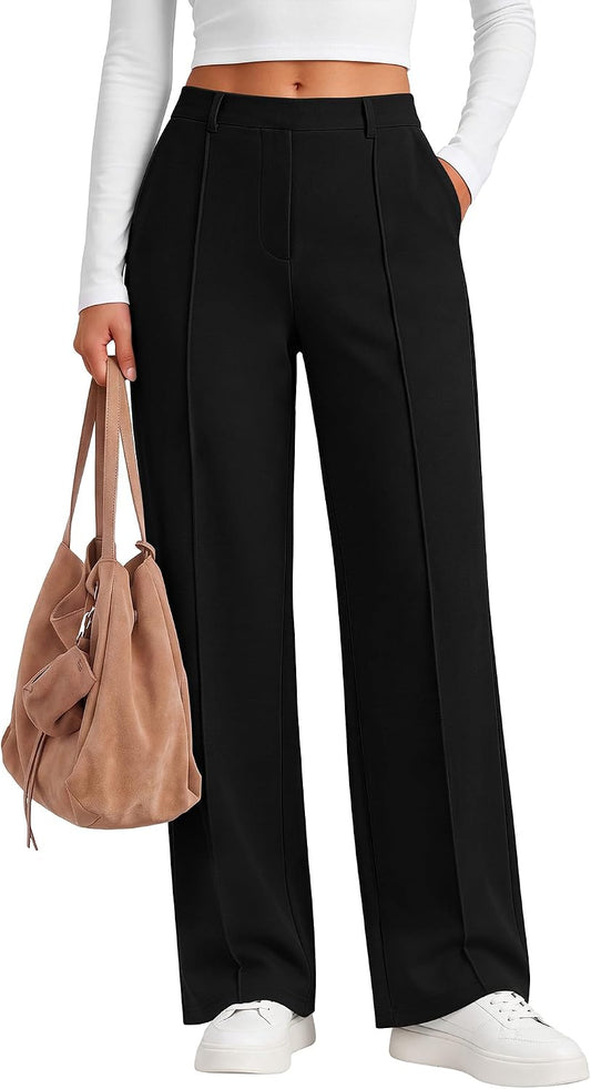 ANRABESS Women's Business Casual Straight Leg Fleece Dress Pants