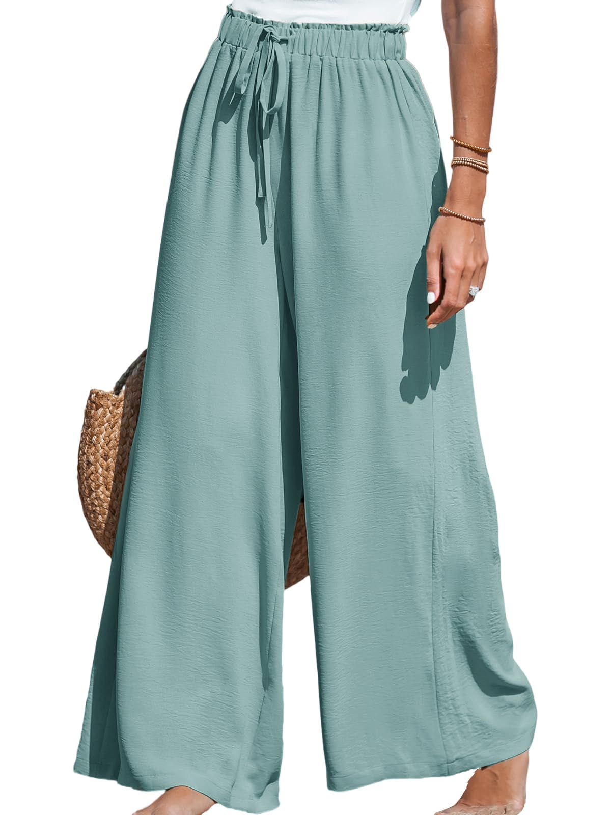 CUPSHE Women's Wide Leg Palazzo Pants Smocked High Waist