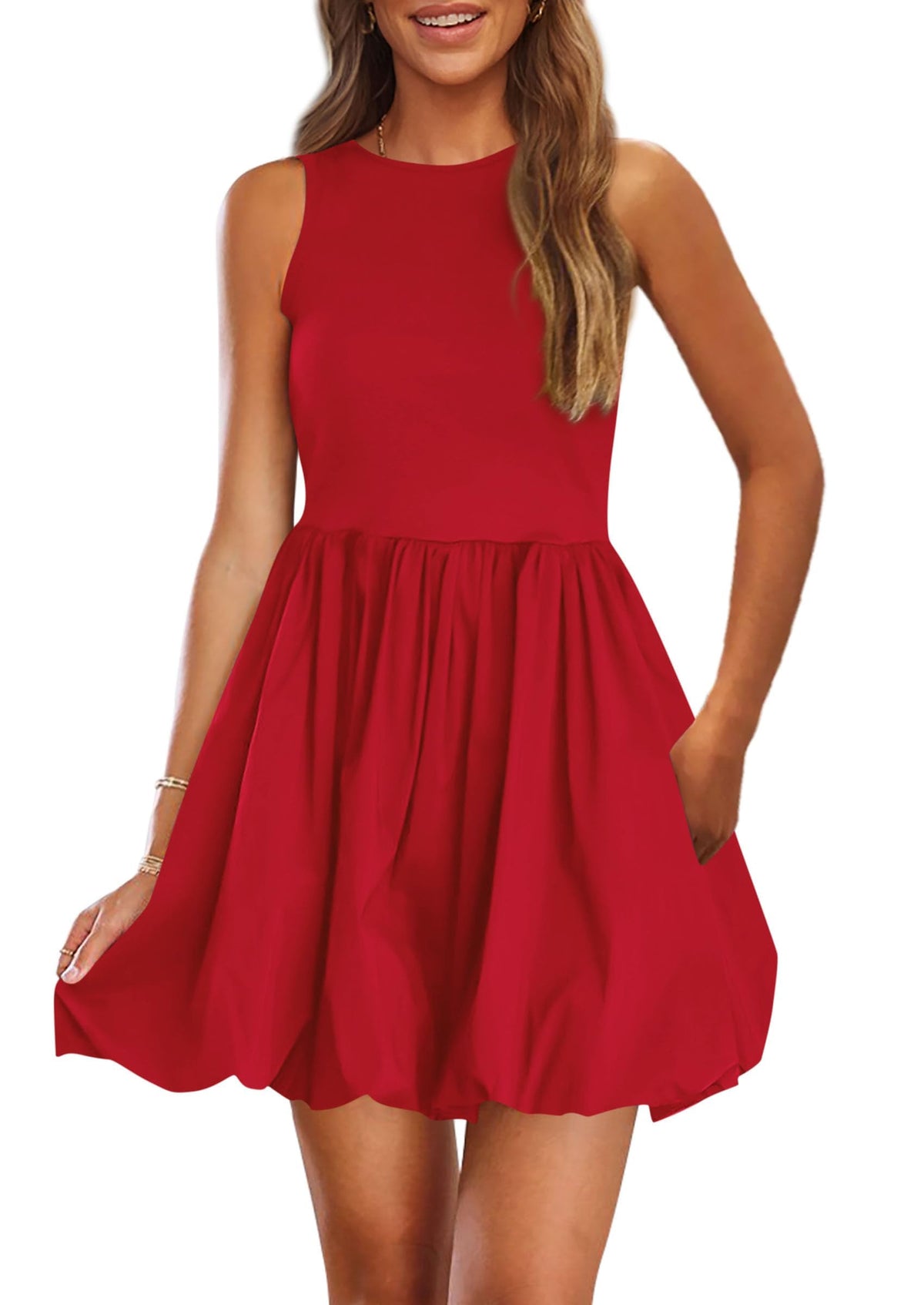 PRETTYGARDEN Womens Summer Bubble Sleeveless Mini Dress