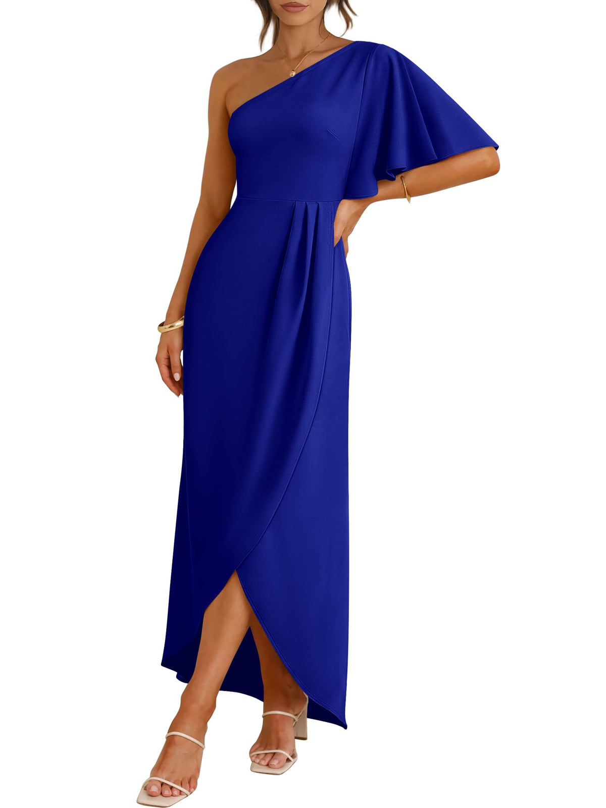 ANRABESS Women One Shoulder Formal Wedding Guest Dress