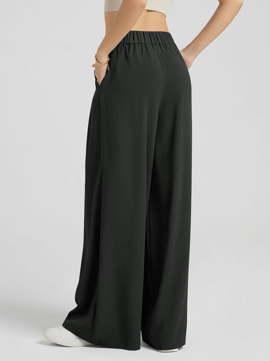 ODODOS Pleated Extra Wide Leg Pants for Women Flowy Lightweight High Waist Trouser with Pockets - 27" / 29" / 31" Inseam