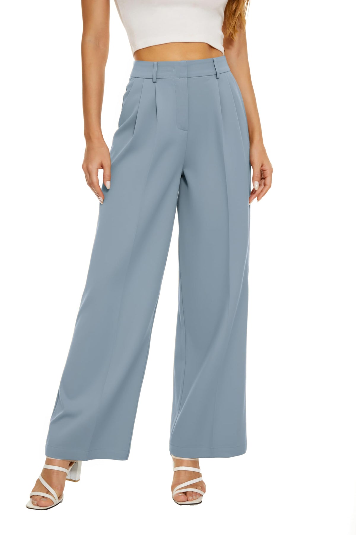 KICZOY Women Casual Wide Leg Dress Pants High Waist Lightweight Flowy Pants