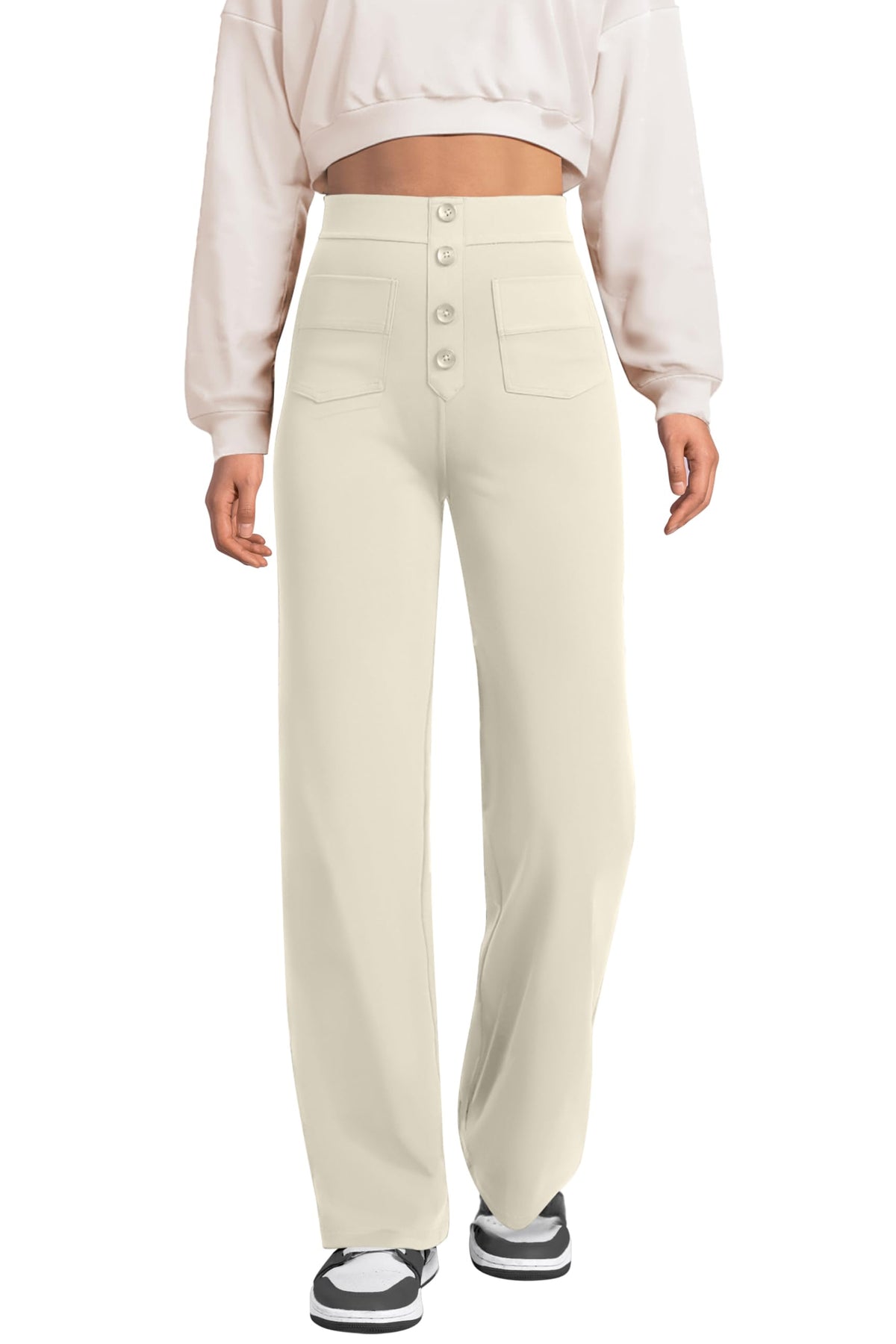 keriffe Women's Straight Leg Dress Pants Stretchy Work Trousers