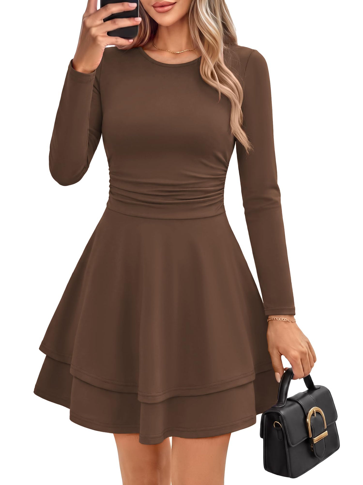 GRACE KARIN 2026 Womens Fall Long Sleeve Party Mini Dresses with Pockets