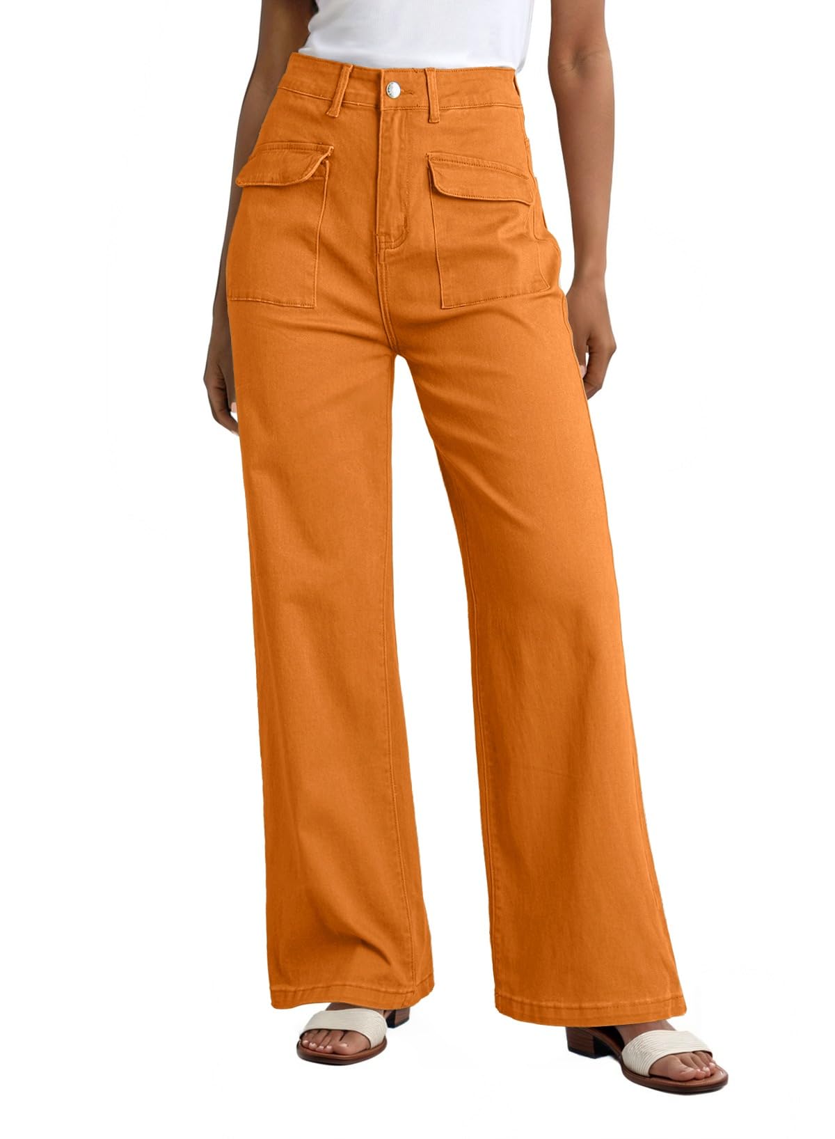 Dokotoo Women's Cargo Baggy Wide Leg High Waist Casual Stretch Pants
