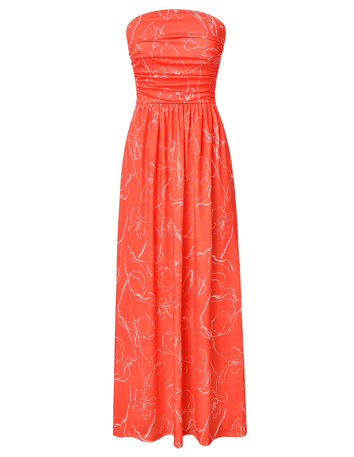 GRACE KARIN Women Strapless Dress Casual Loose Ruched Long Maxi Dress with Pockets
