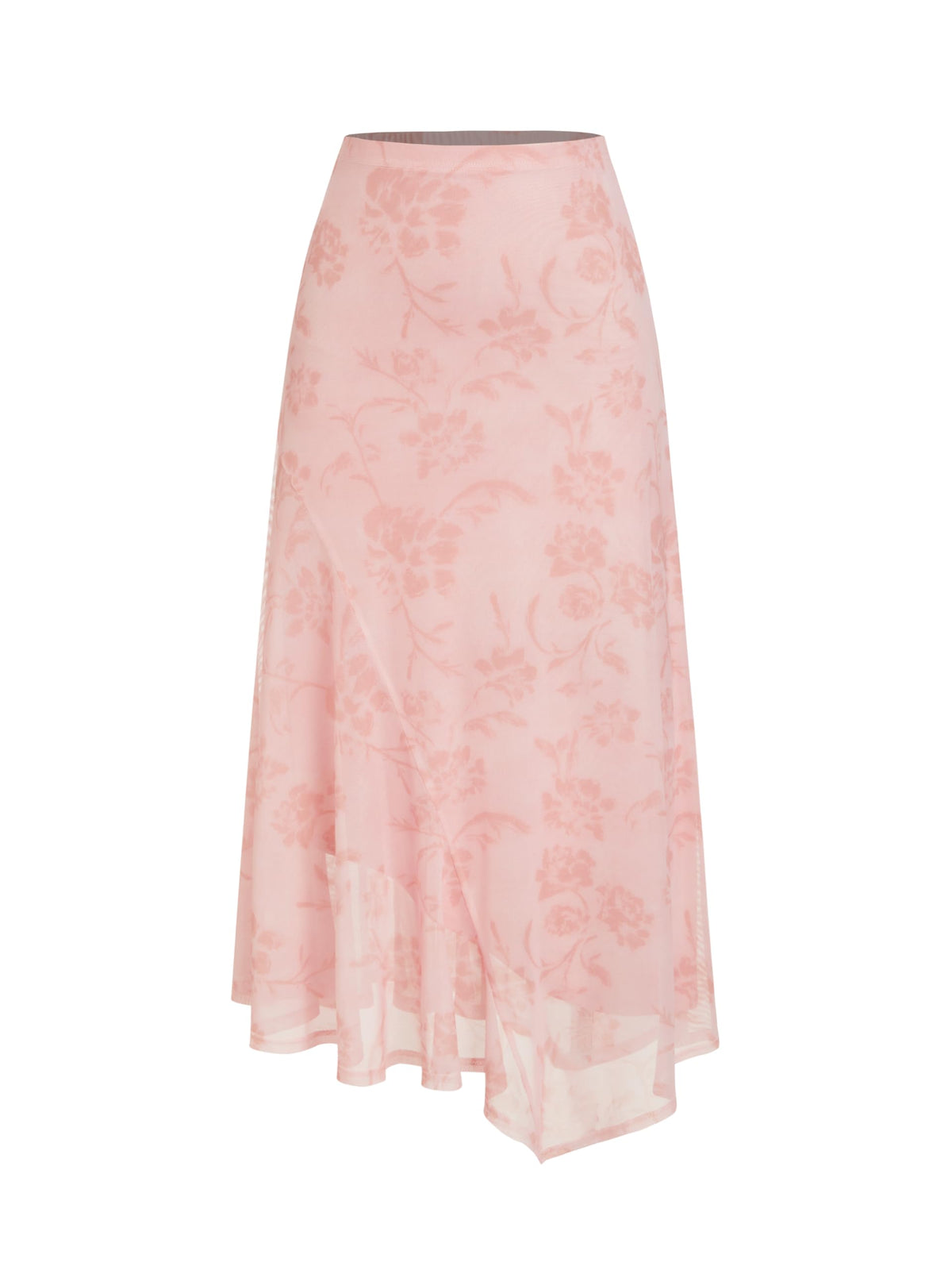 CIDER Skirts for Women Floral Mesh Maxi Asymmetrical Long Western Skirt