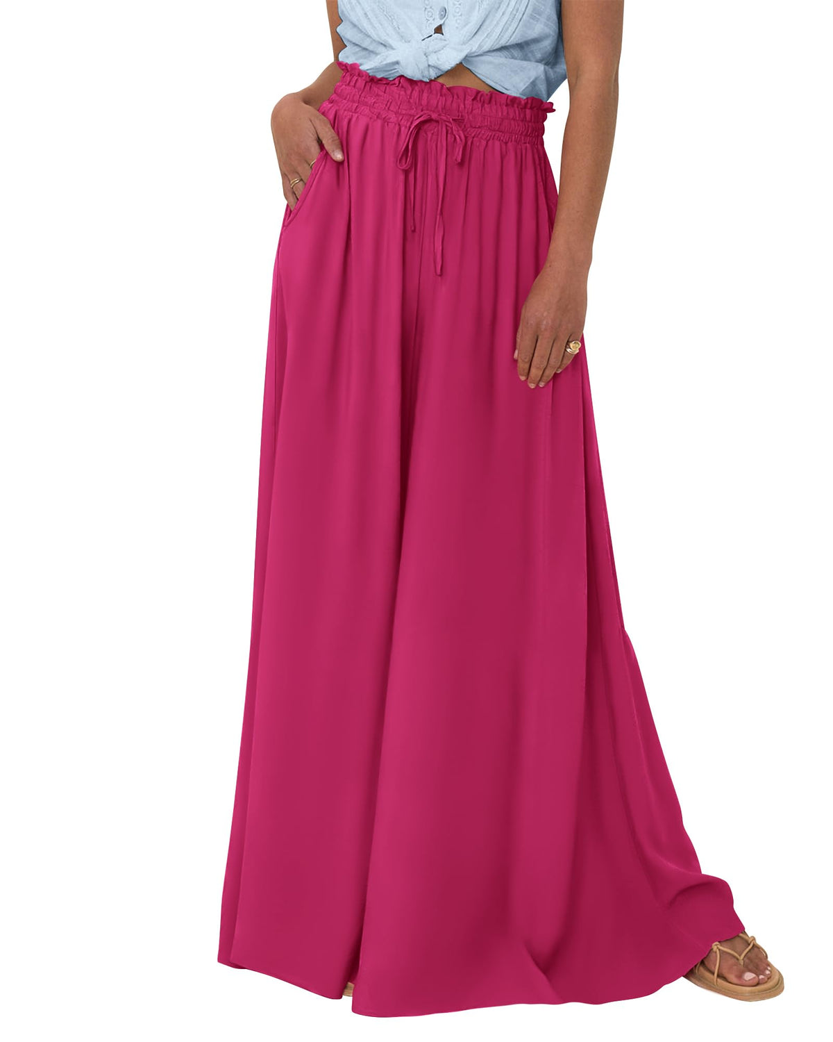 BTFBM Wide Leg Flowy Palazzo Pants for Women