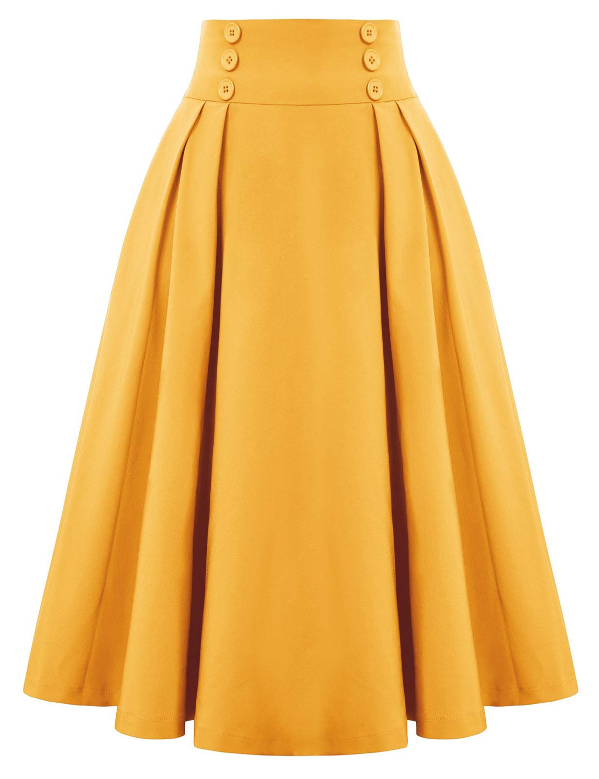 Belle Poque Women's Midi Pleated A-Line Skirts Pockets