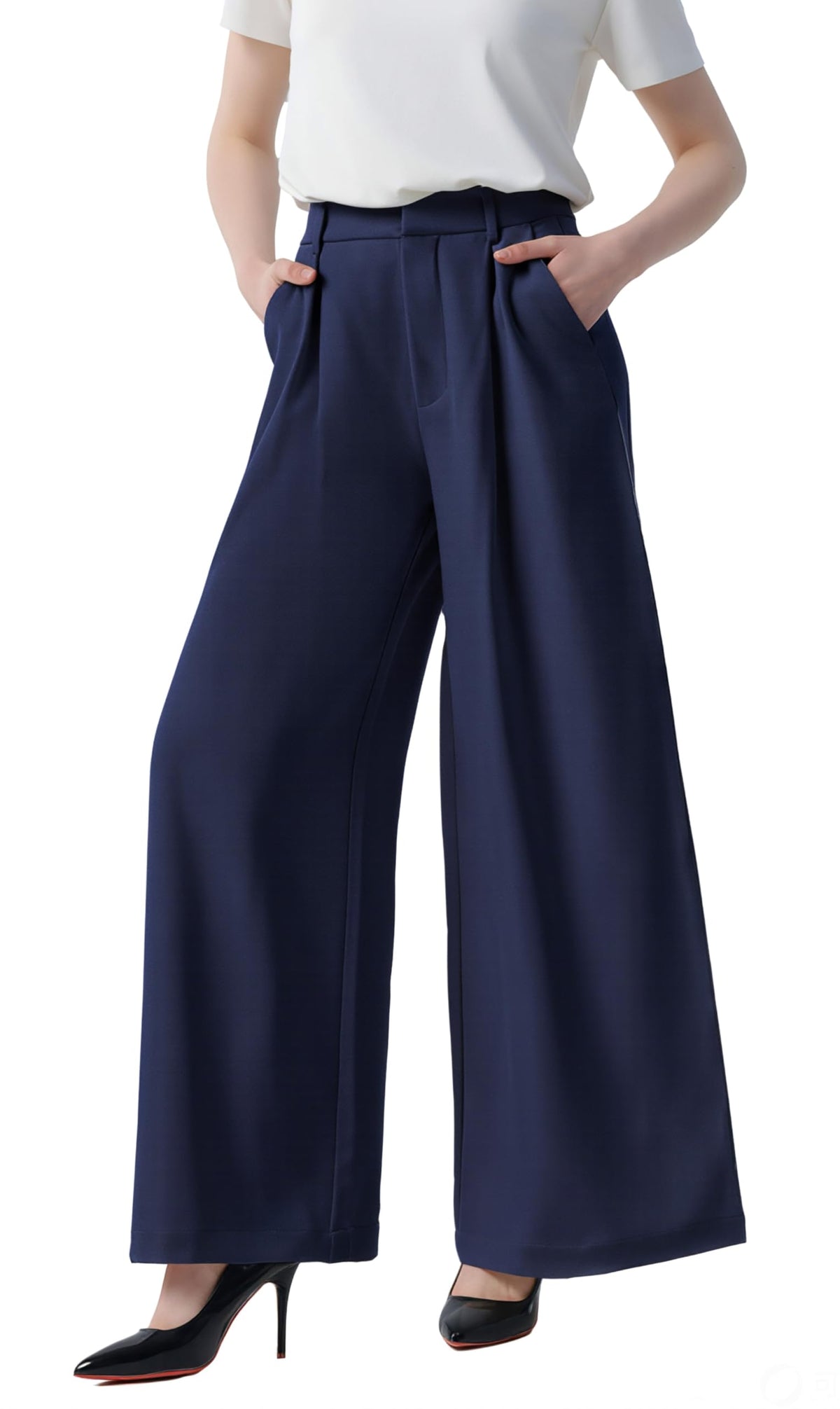 Tronjori Womens High Waist Casual Wide Leg Palazzo Business Pants
