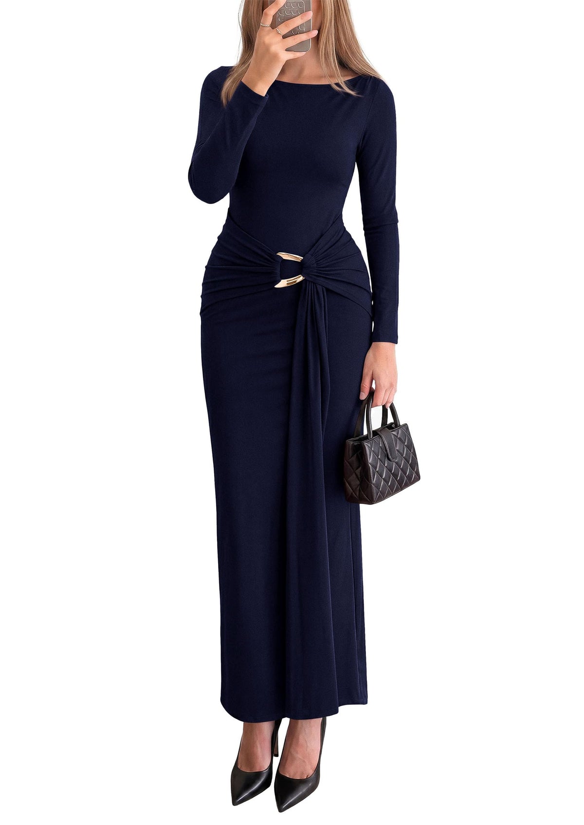PRETTYGARDEN Women's Long Sleeve Wedding Guest Maxi Dresses
