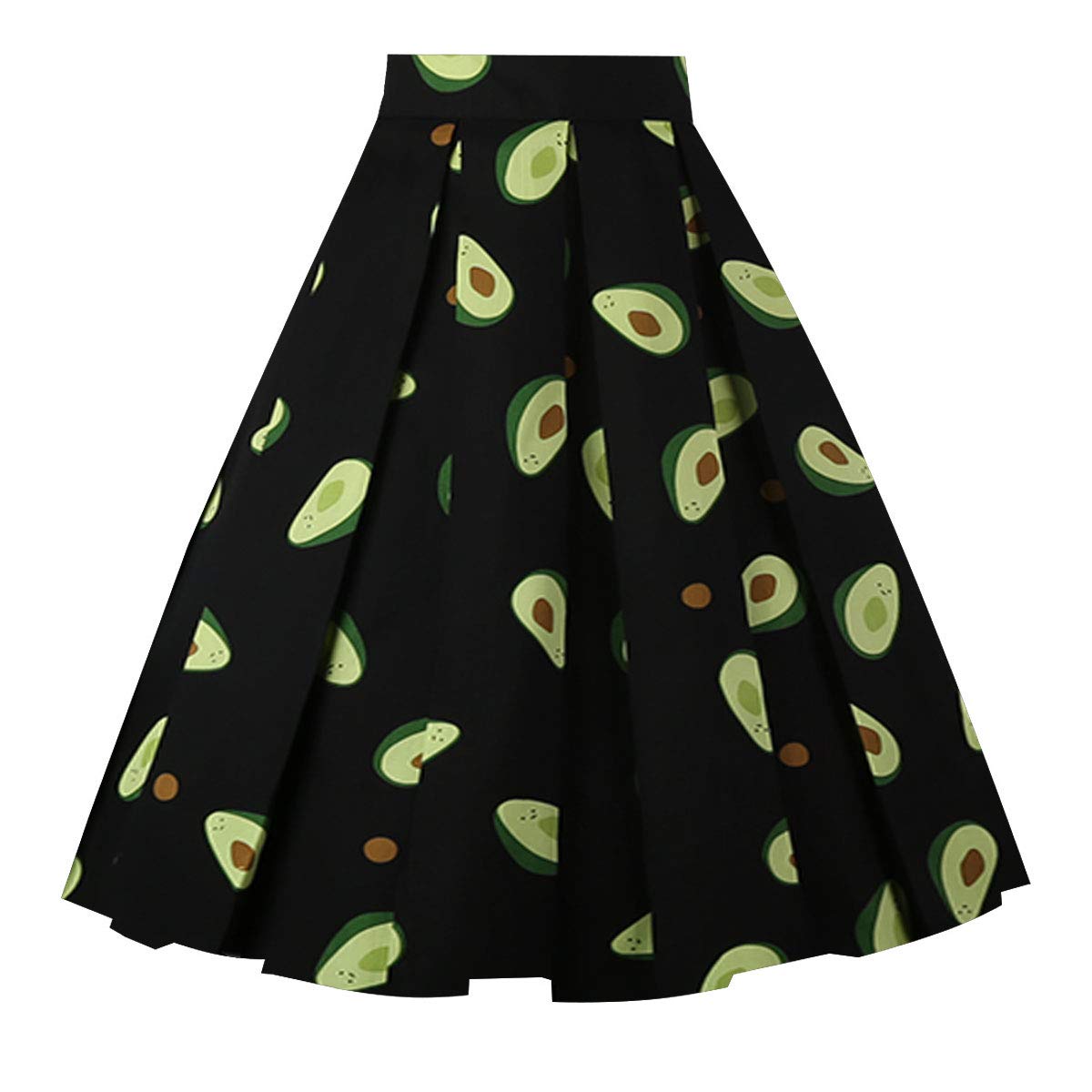 OBBUE Vintage Pleated Skirt A-line Midi Skirts