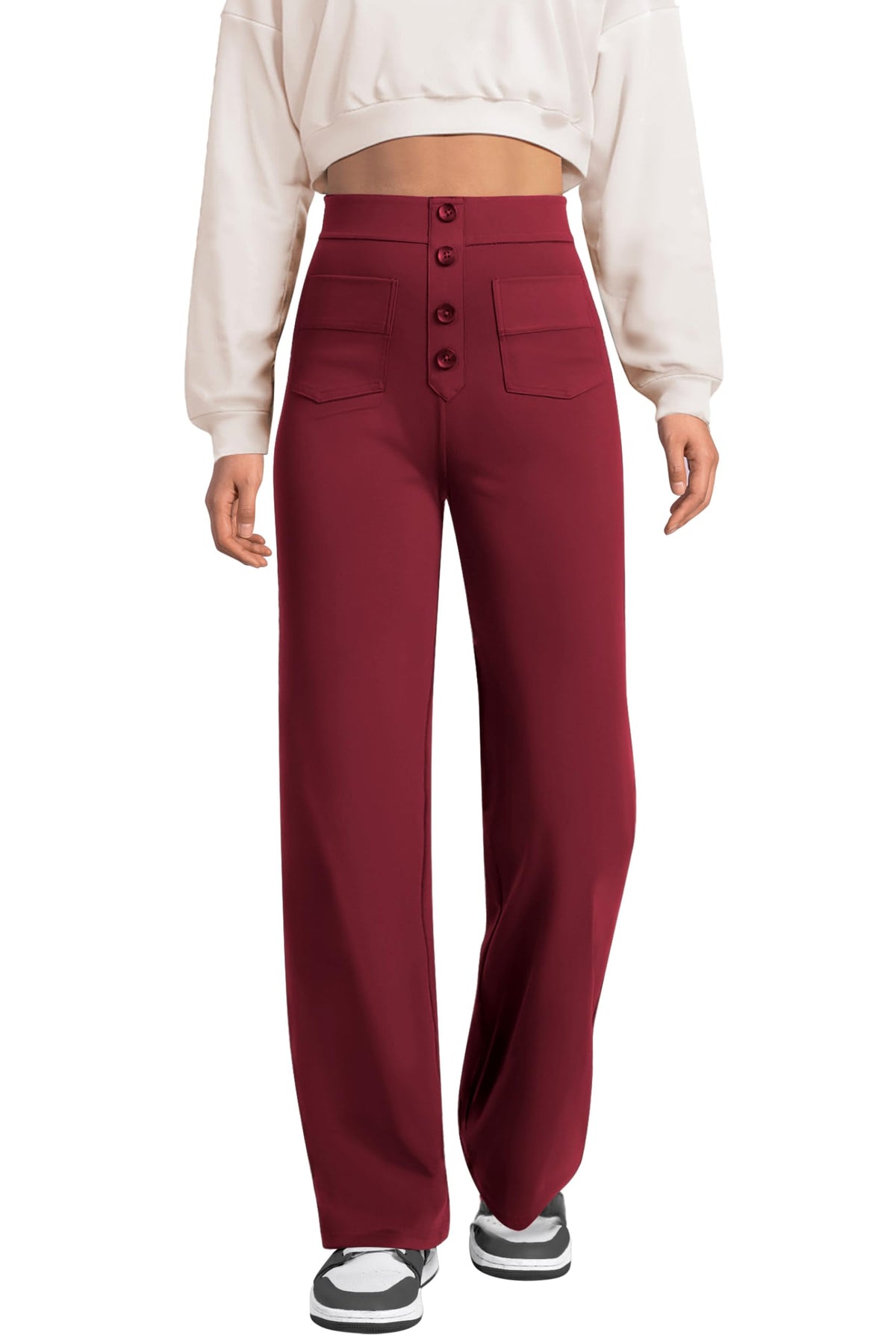 keriffe Women's Straight Leg Dress Pants Stretchy Work Trousers