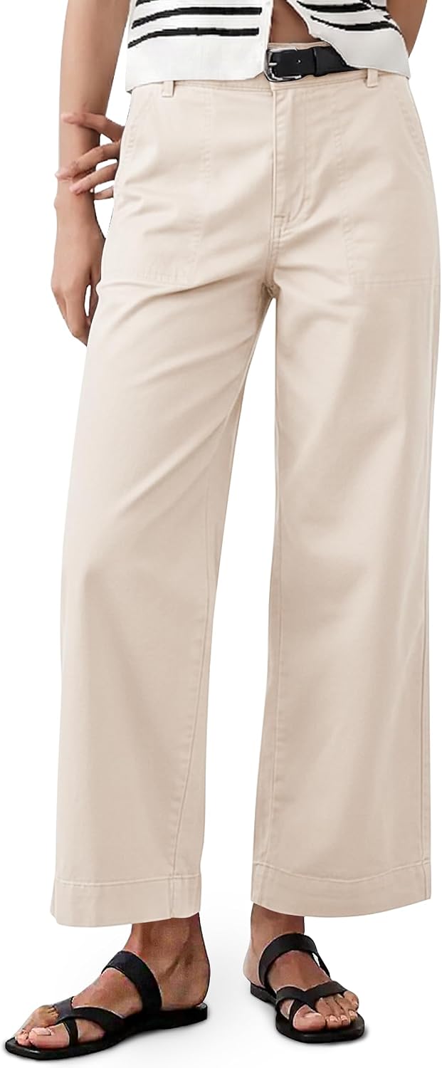 Eddoyee Cropped Pants for Women High Waisted Wide Leg