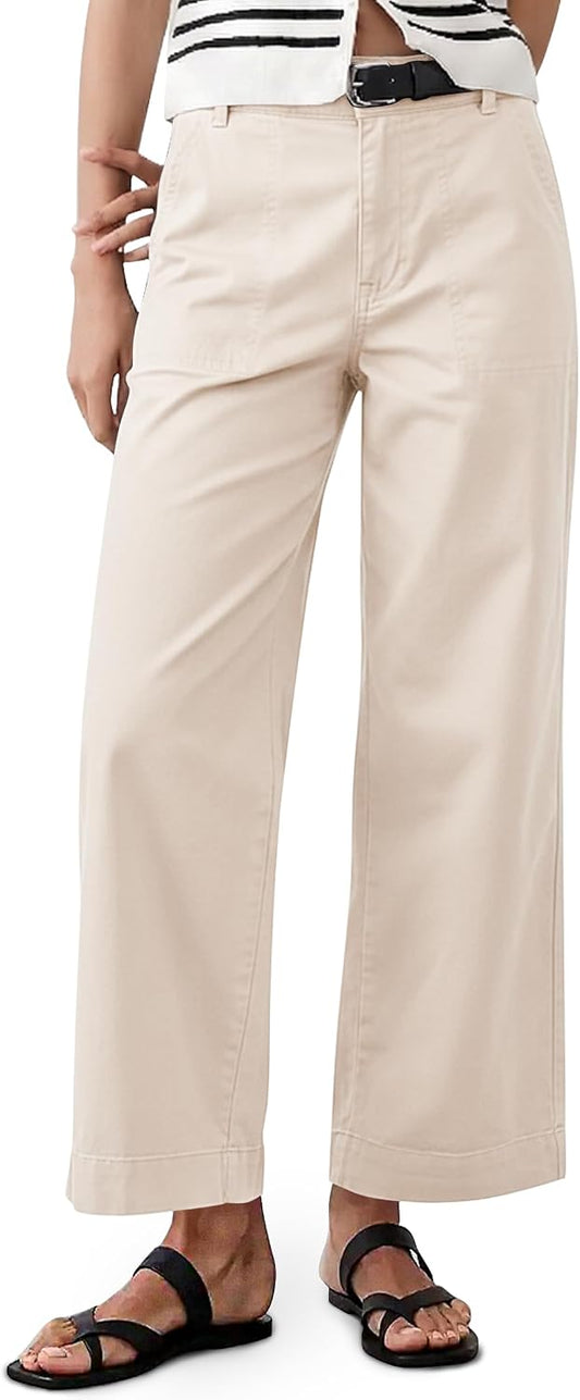 Eddoyee Cropped Pants for Women High Waisted Wide Leg
