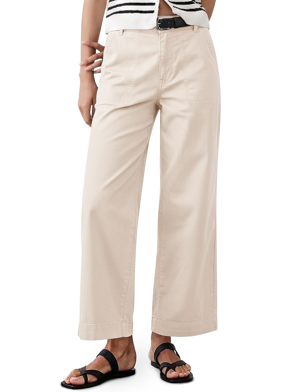 Eddoyee Cropped Pants for Women High Waisted Wide Leg