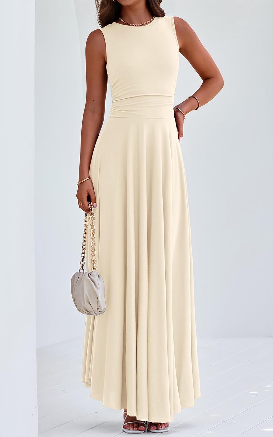 PRETTYGARDEN Womens Sleeveless Summer Dresses 2026 Flowy Aline Maxi Dress