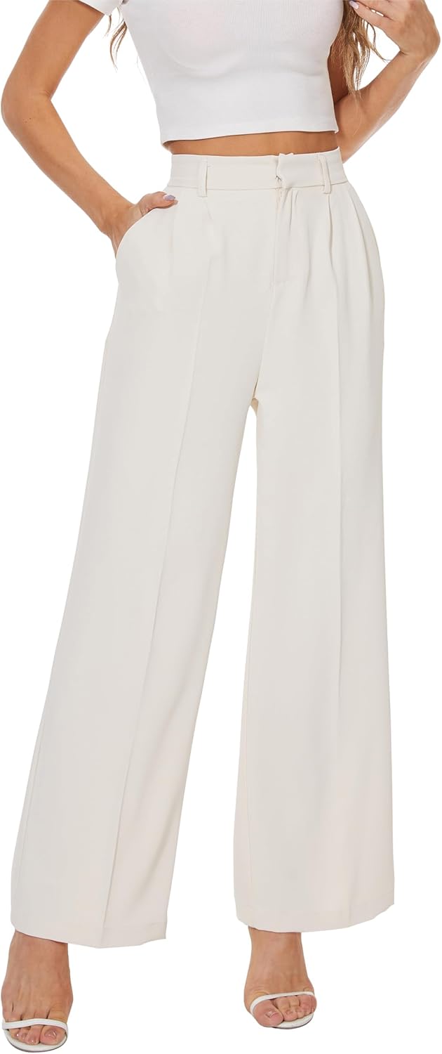 KICZOY Women Casual Wide Leg Dress Pants High Waist Lightweight Flowy Pants