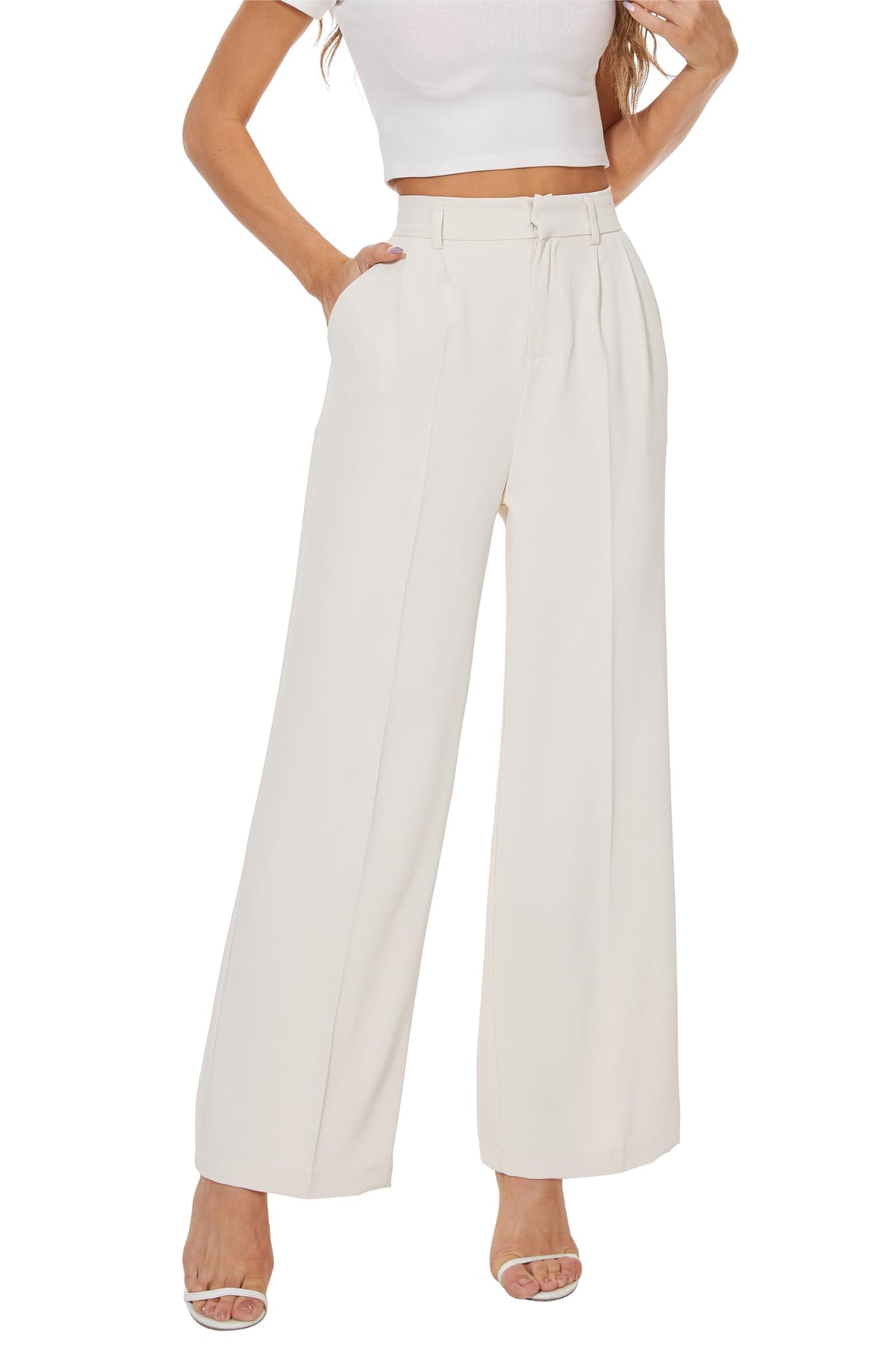 KICZOY Women Casual Wide Leg Dress Pants High Waist Lightweight Flowy Pants