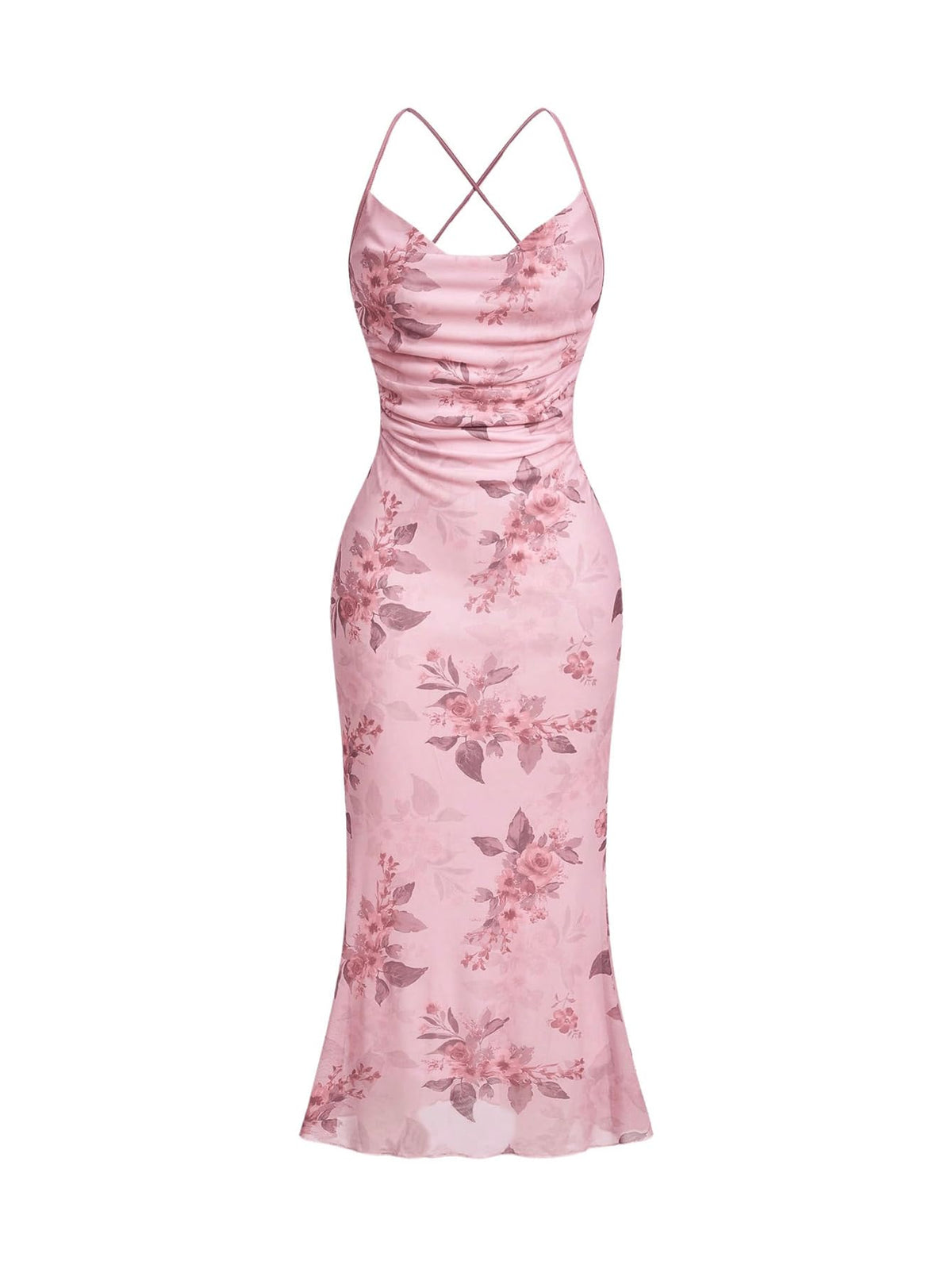 SOLY HUX Women's Floral Mesh Cami Dress Cocktail Wedding Guest Long Dresses