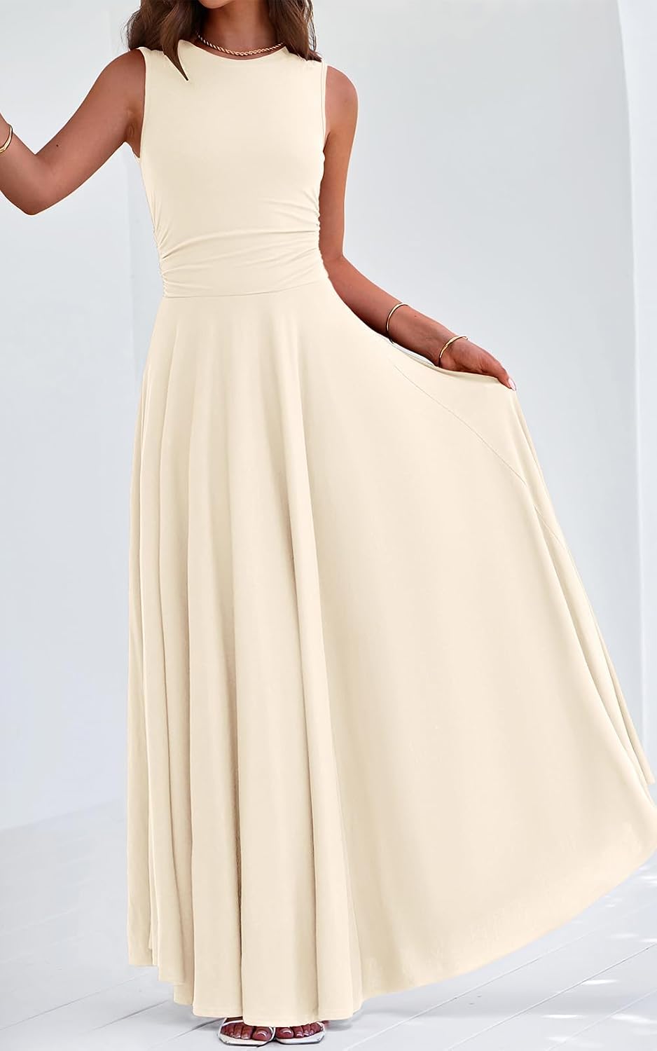 PRETTYGARDEN Womens Sleeveless Summer Dresses 2026 Flowy Aline Maxi Dress