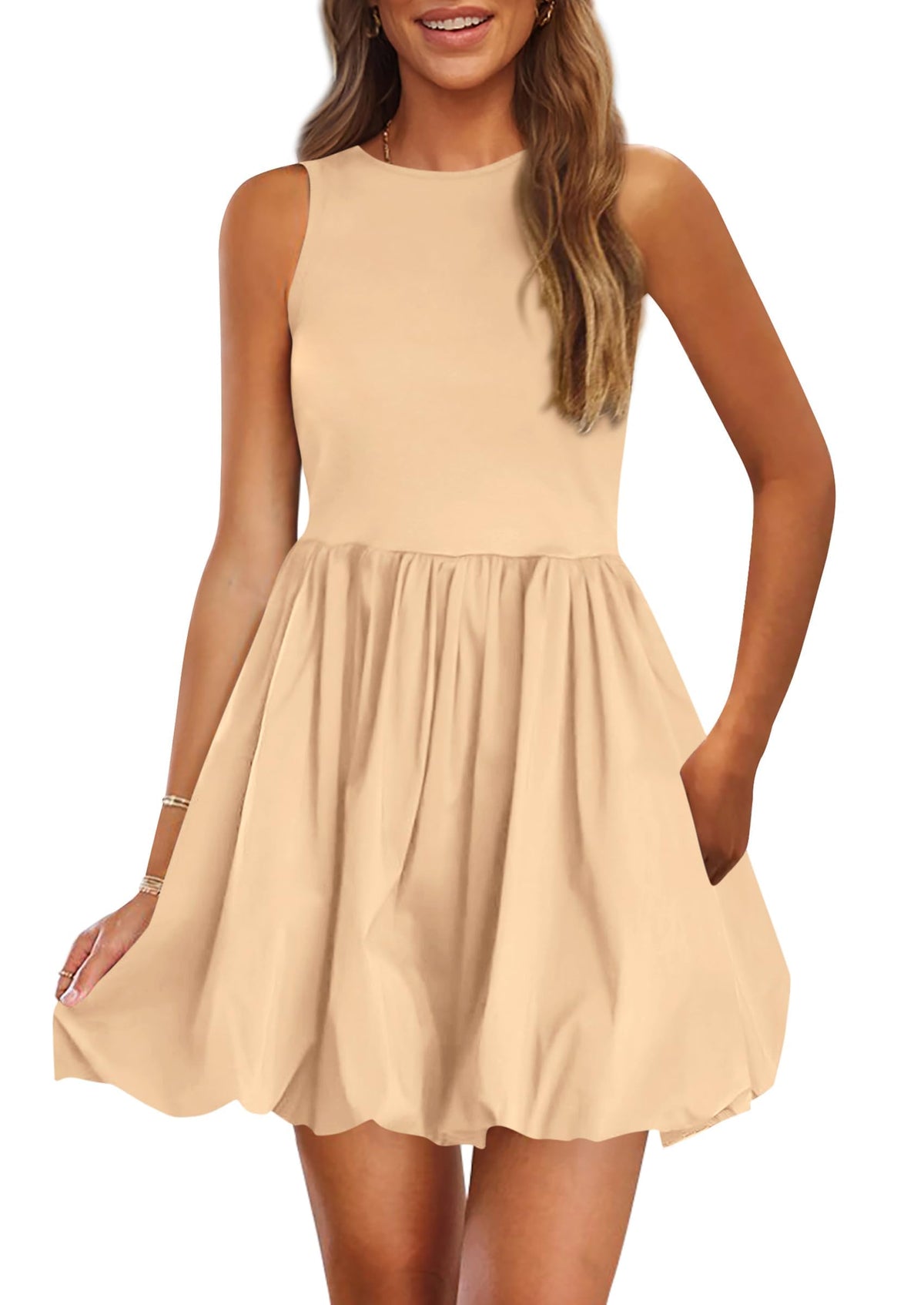 PRETTYGARDEN Womens Summer Bubble Sleeveless Mini Dress
