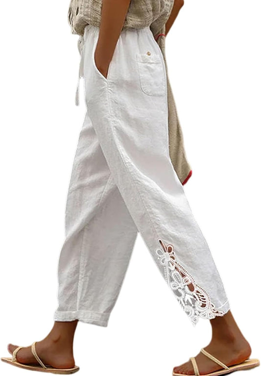Women Fashion 2026 Casual Elastic Waist Pants with Pockets