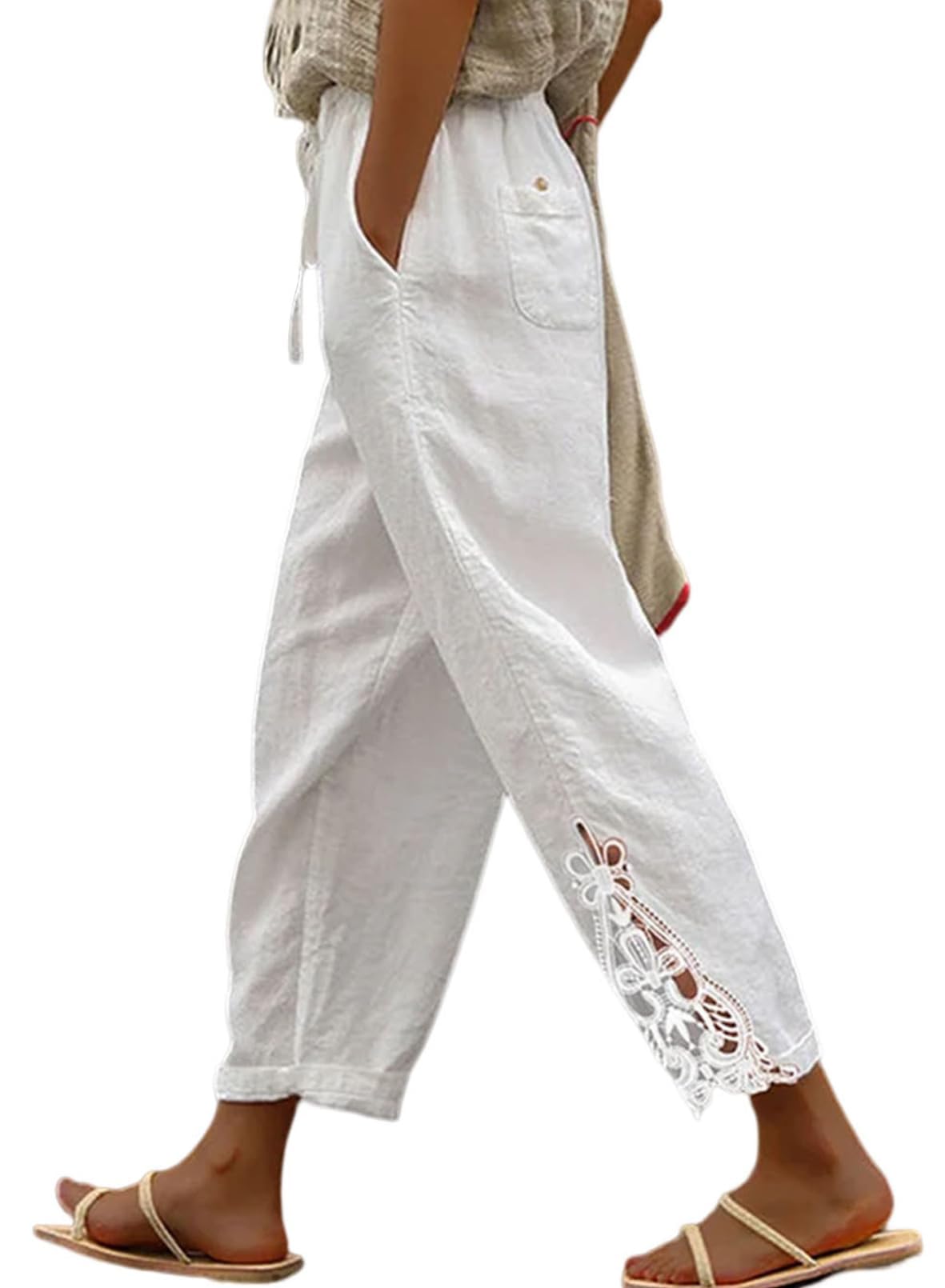 Women Fashion 2026 Casual Elastic Waist Pants with Pockets
