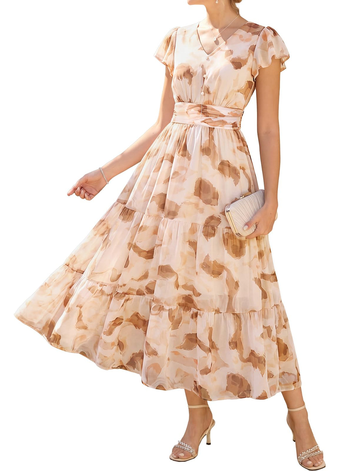 GRACE KARIN Women Summer Dress,Maxi Floral Wedding Guest Dresses