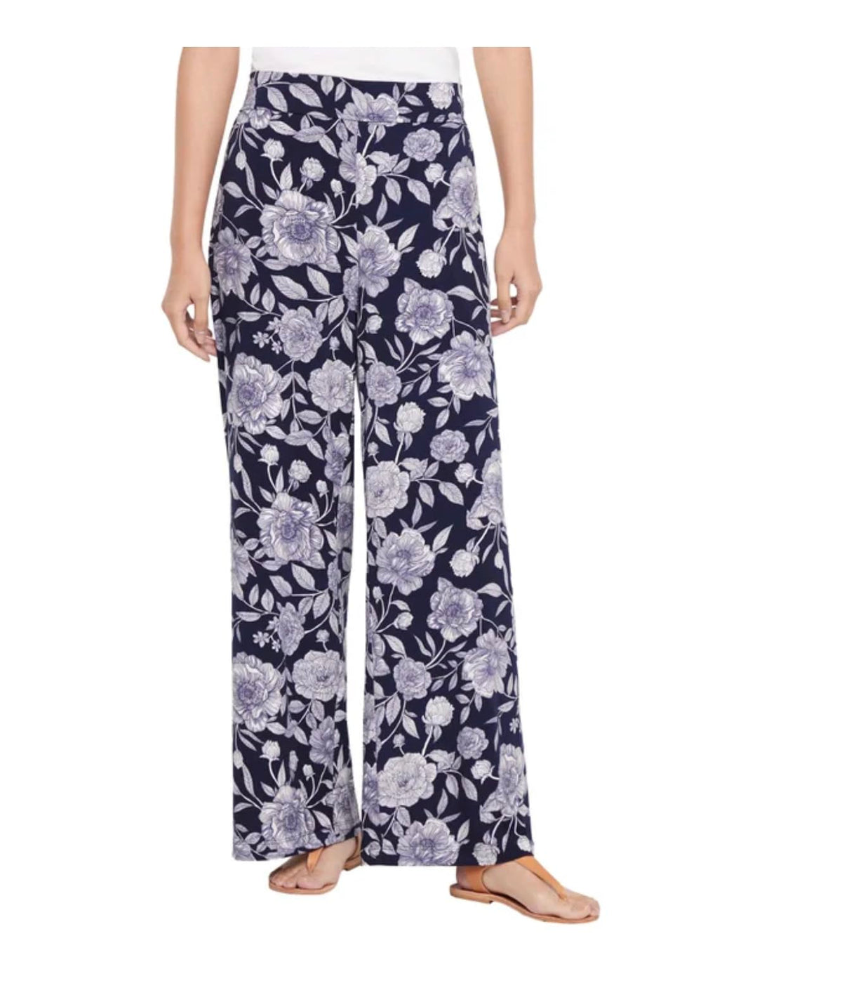 Three Dots Women's Pull-On Wide Leg Pant with Pockets