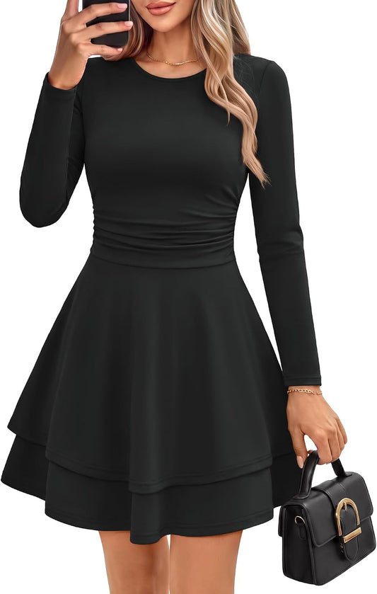 GRACE KARIN 2026 Womens Fall Long Sleeve Party Mini Dresses with Pockets