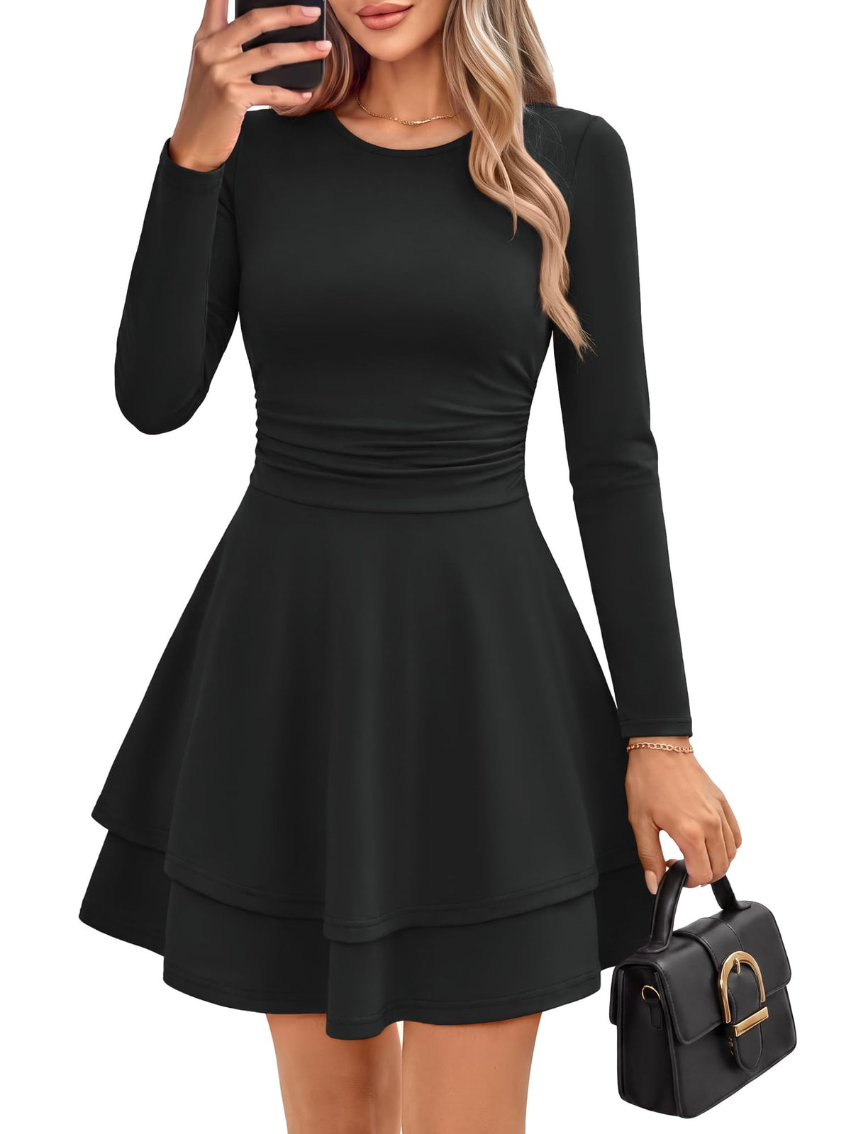 GRACE KARIN 2026 Womens Fall Long Sleeve Party Mini Dresses with Pockets