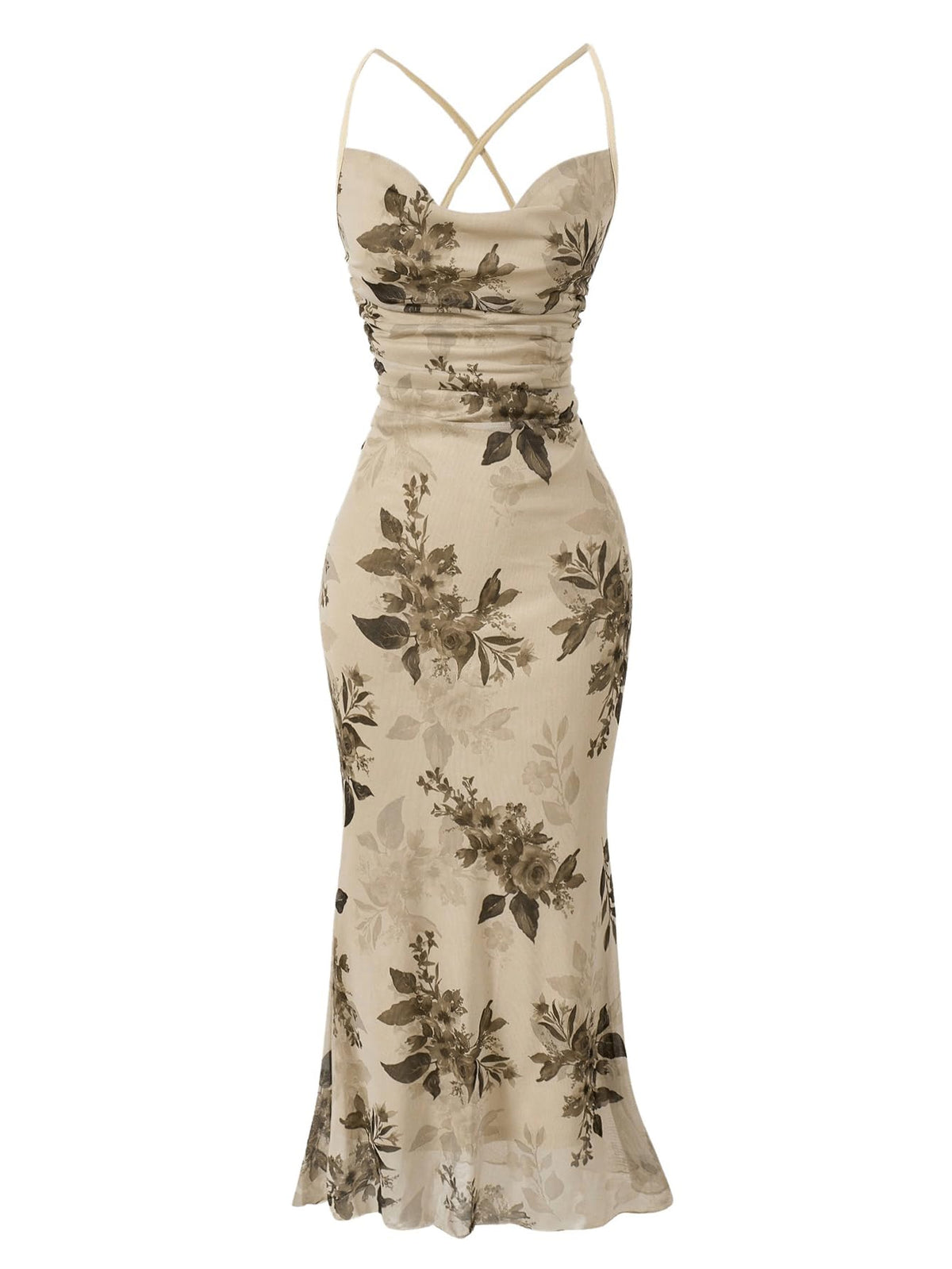 SOLY HUX Women's Floral Mesh Cami Dress Cocktail Wedding Guest Long Dresses