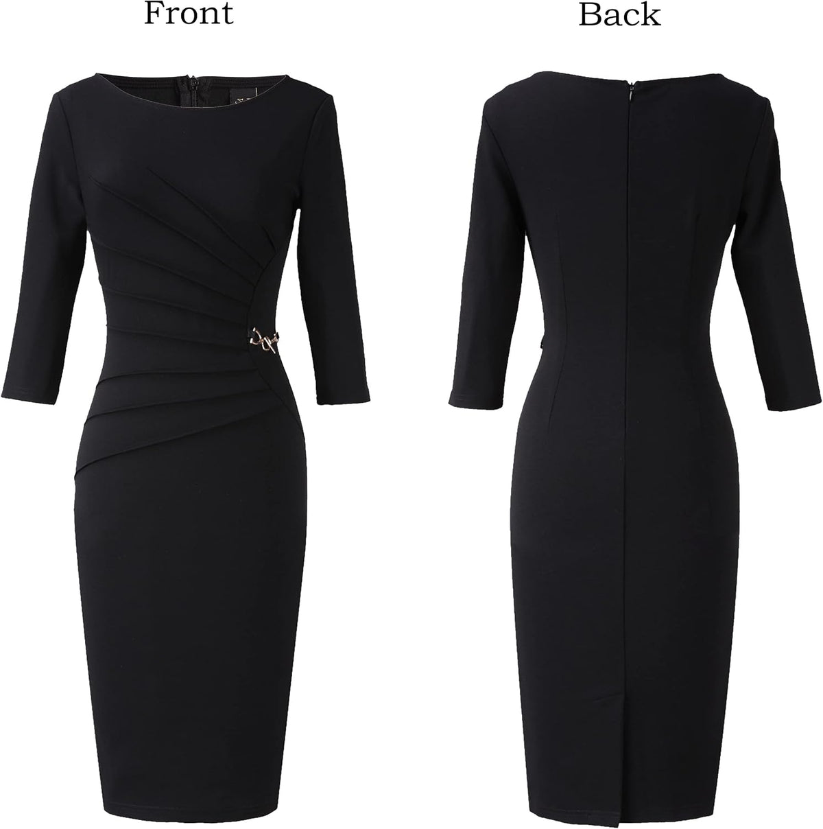 VFSHOW Womens Elegant Ruched Slim Work Office Business Casual Bodycon Dress