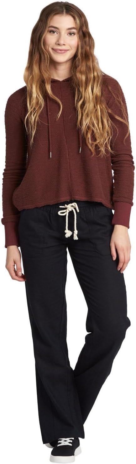 Roxy Womens Oceanside Pant, Linen, Pockets Comfortable Breathable Summer Beach Cover Up Elastic Drawstring Waist