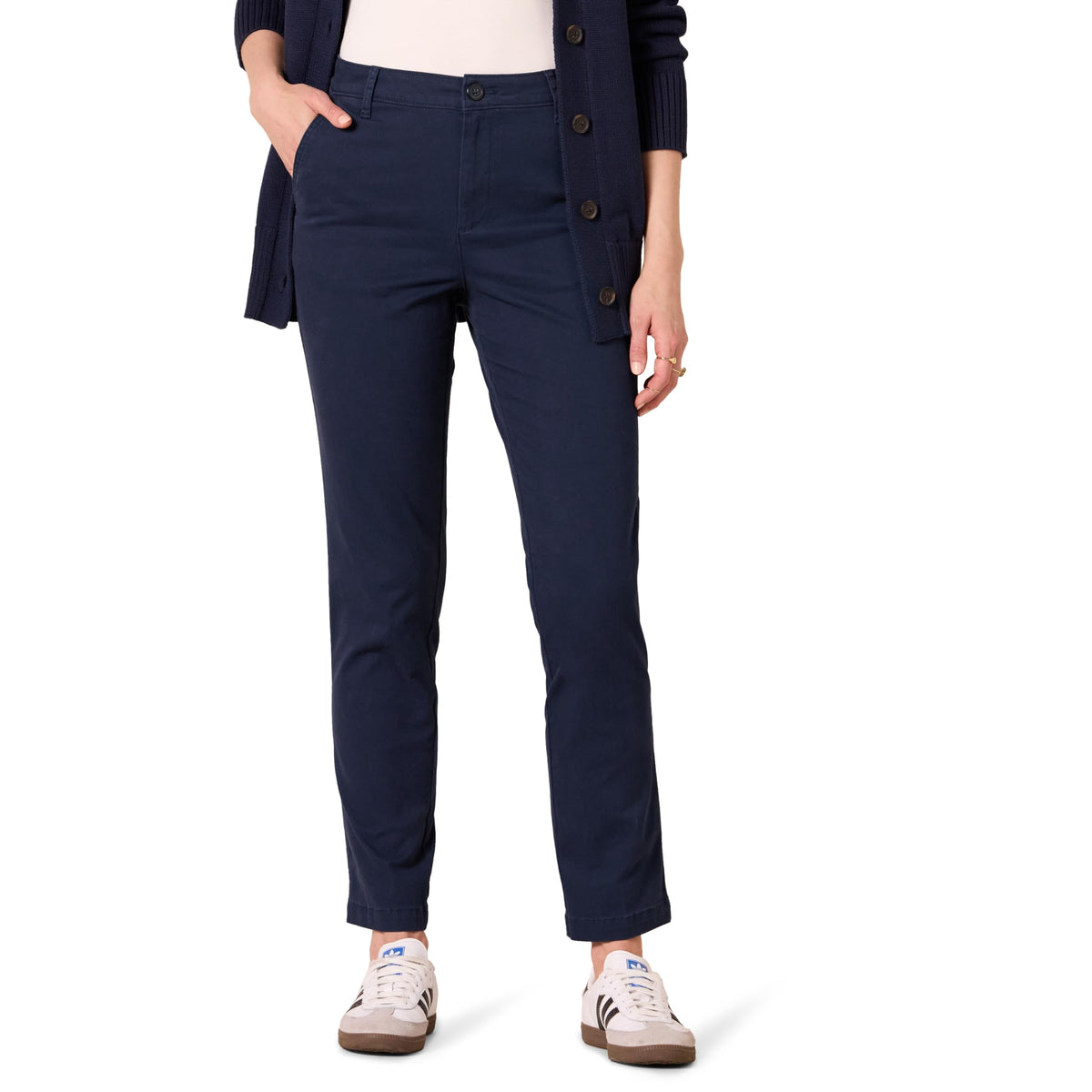 Amazon Essentials Women's High-Rise Slim-Fit Full-Length Straight-Leg Khaki Pant