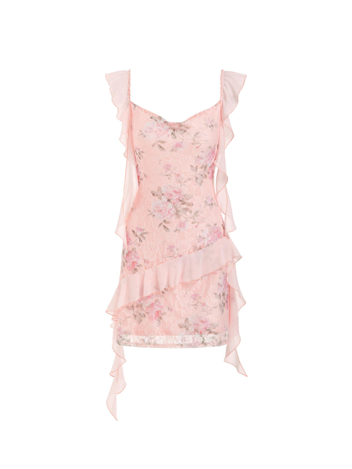 CIDER Women's Floral Mini Dress Ruffle Cowl Neck Cute Summer Dresses Wedding Guest Dress Trendy Date Vacation Outfits