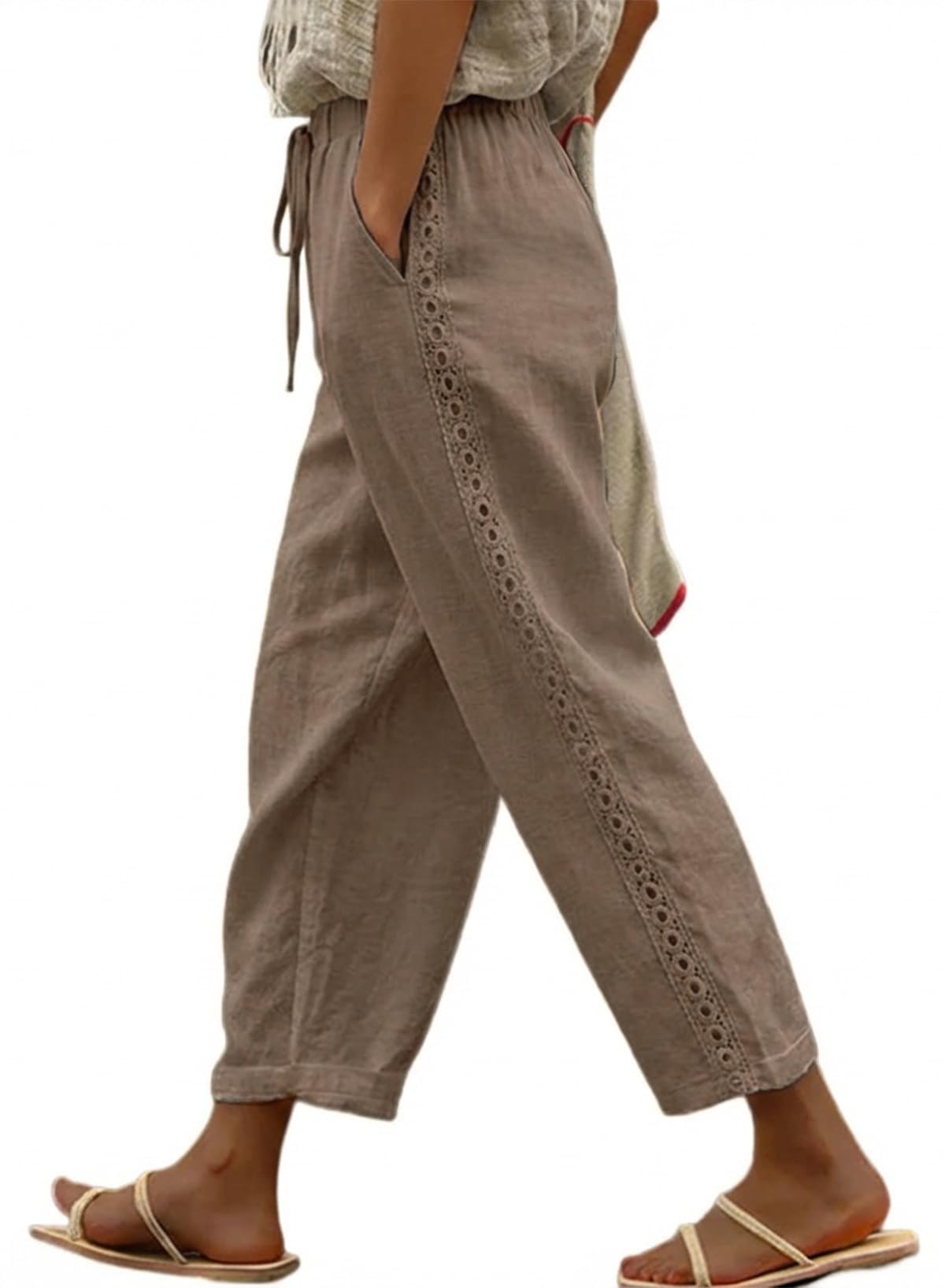 Women Fashion 2026 Casual Elastic Waist Pants with Pockets