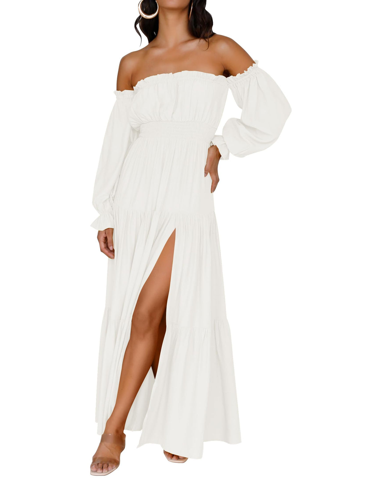 ZESICA Womens Fall Long Sleeve Boho Off Shoulder Maxi Dresses