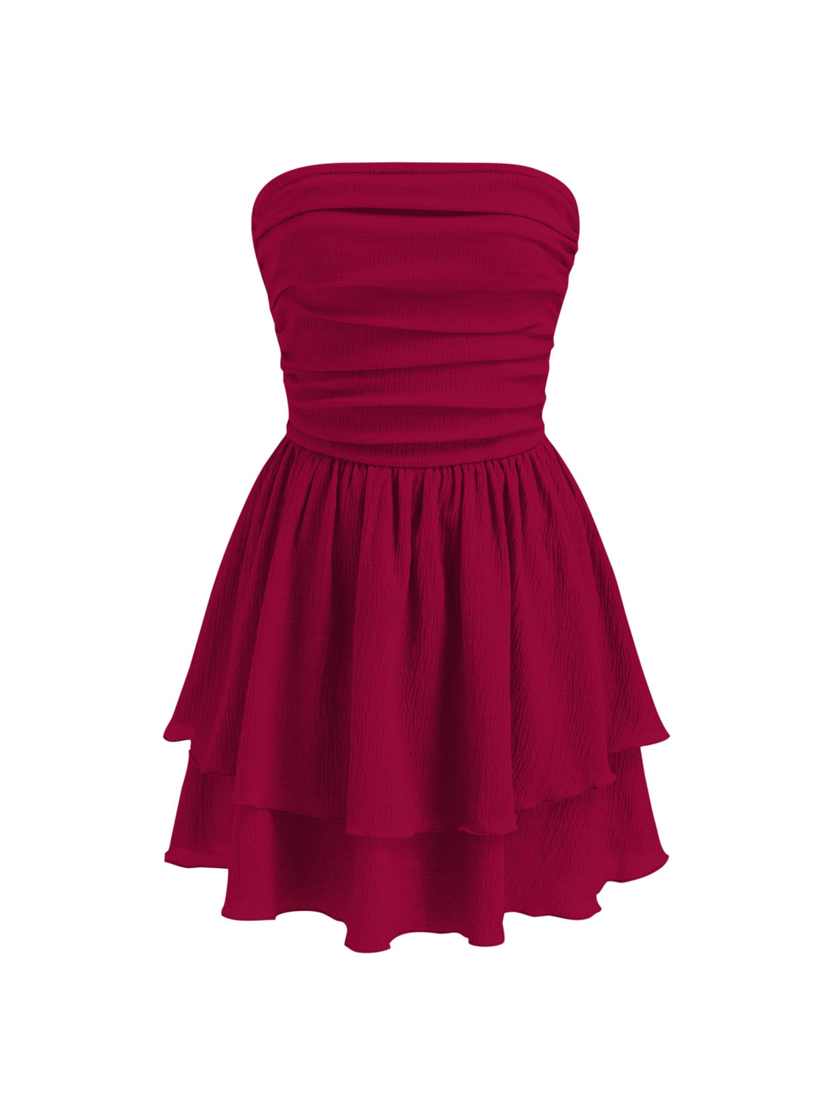 CIDER Women's Summer Cocktail Dress - Tube Ruched Ruffle Mini Dress