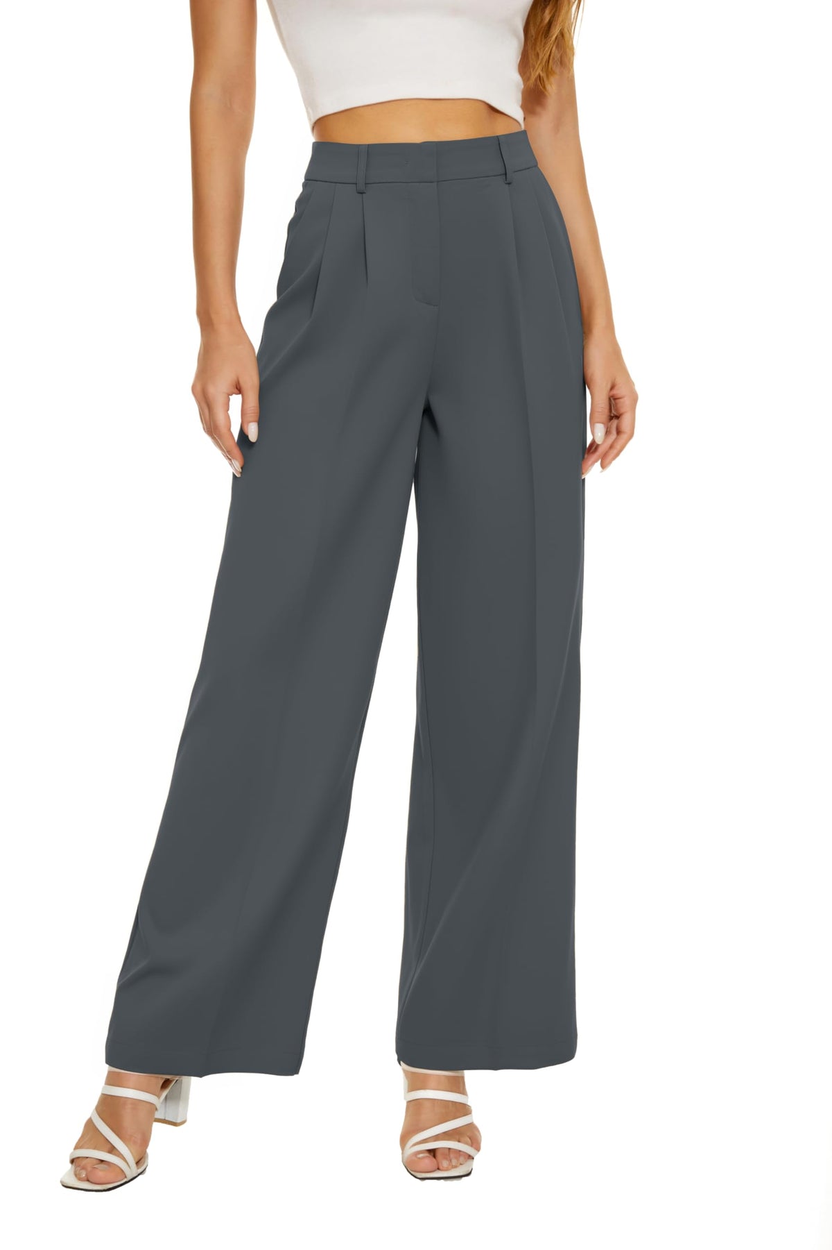 KICZOY Women Casual Wide Leg Dress Pants High Waist Lightweight Flowy Pants
