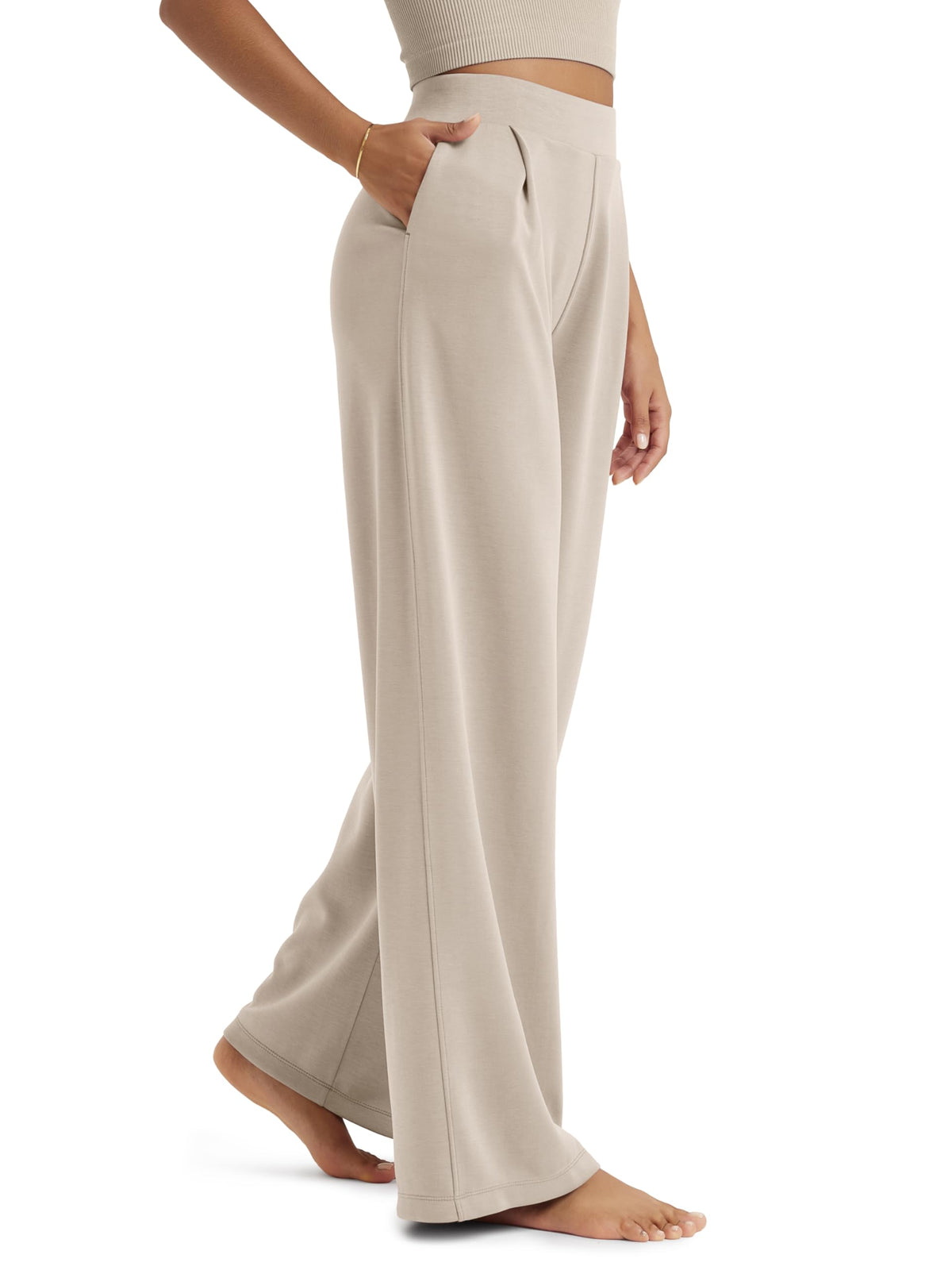 ODODOS Modal Soft Wide Leg Pants for Women High Waist Casual Relaxed Pants with Pockets-27/29"/ 31" Inseam