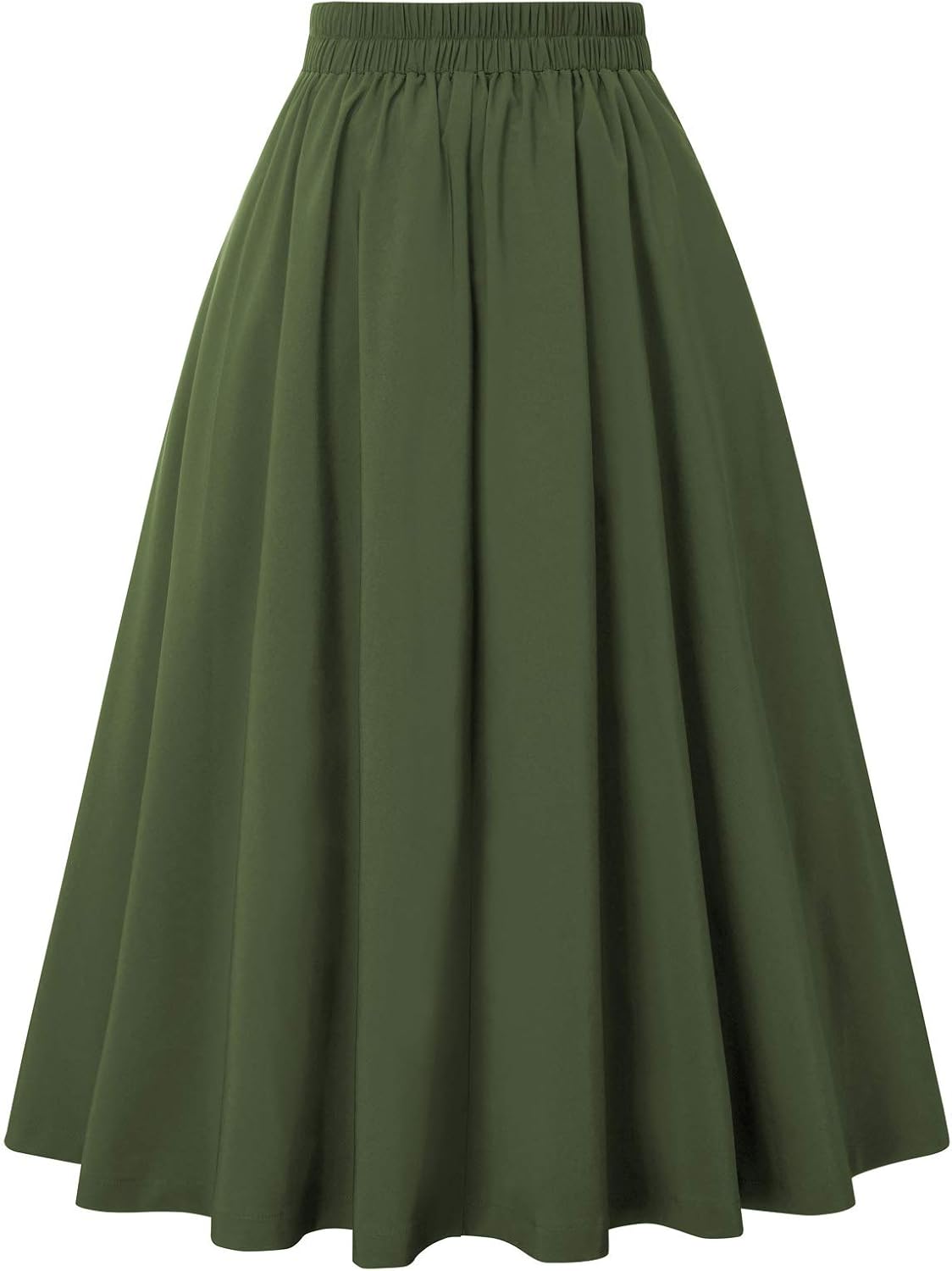 Belle Poque Women's Midi Pleated A-Line Skirts Pockets