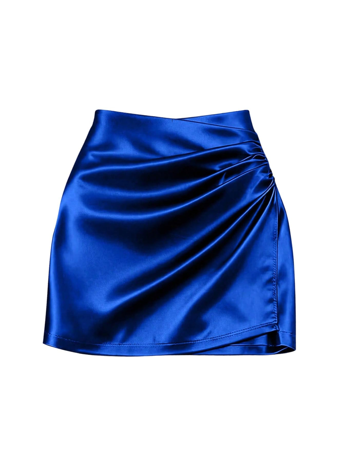 SHENHE Women' Satin Wrap Skirt Ruched Bodycon Dressy Silky Mini Skirt