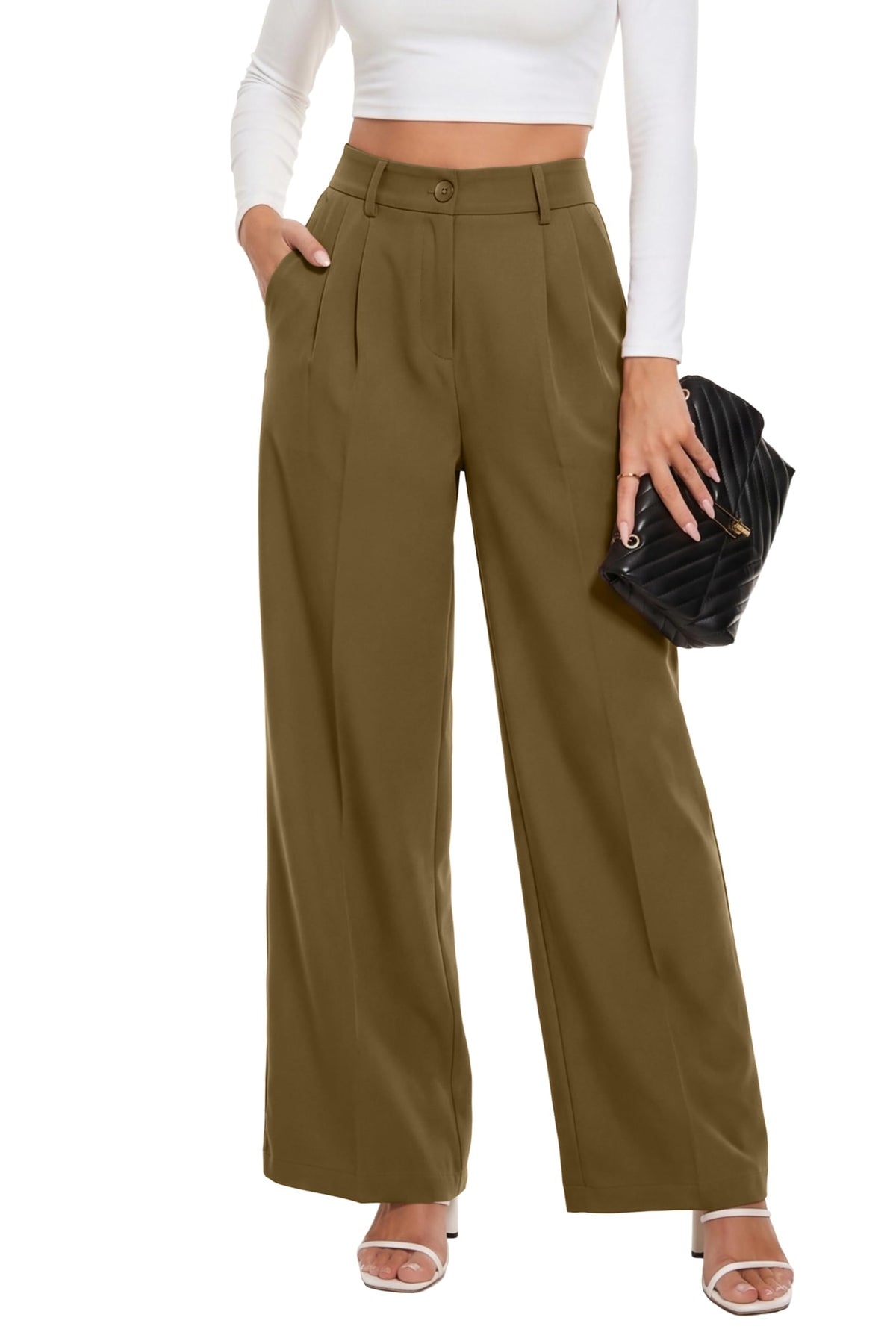 KICZOY Women Casual Wide Leg Dress Pants High Waist Lightweight Flowy Pants