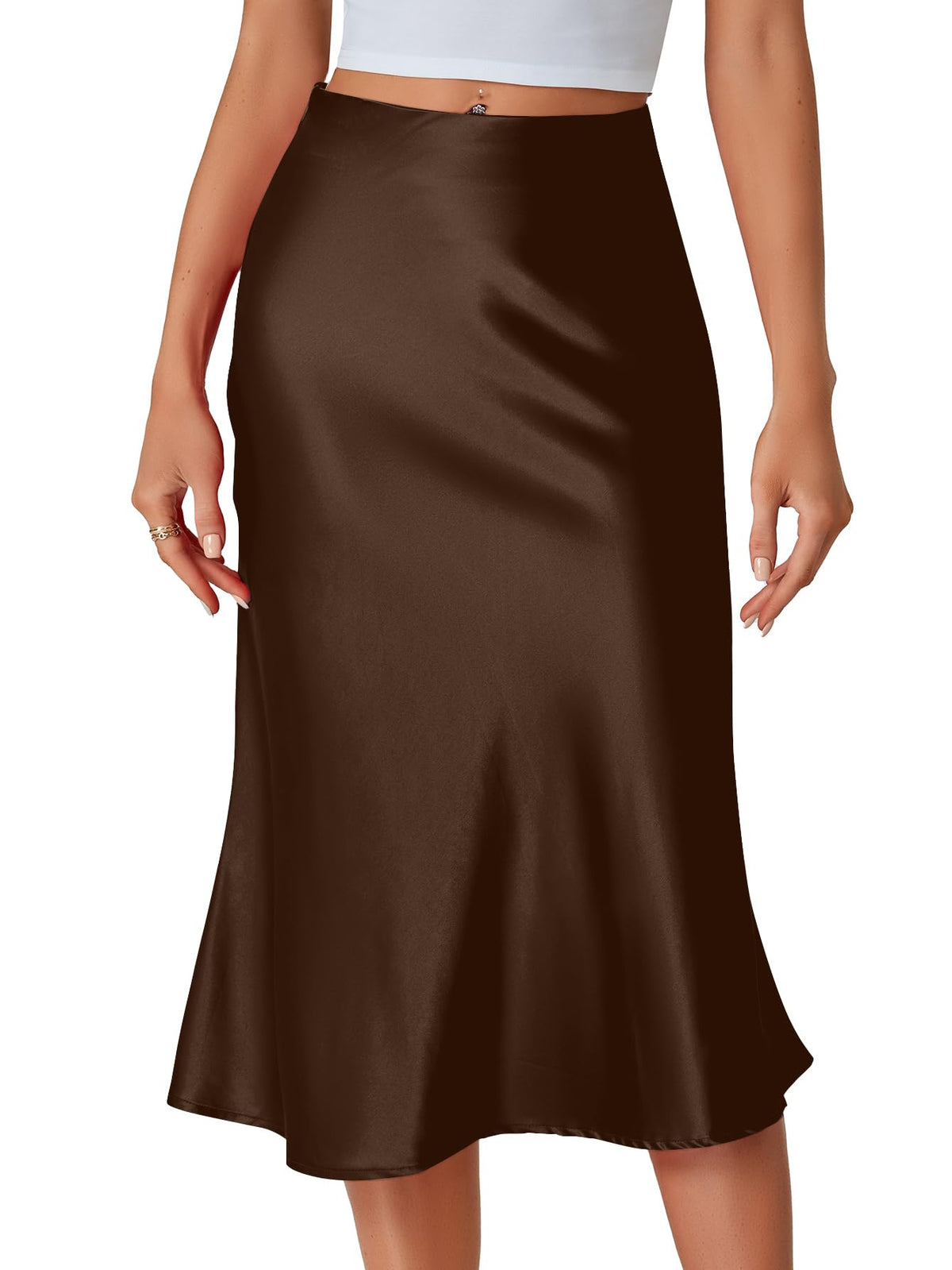 LYANER Women's Satin Silky Midi Skirt
