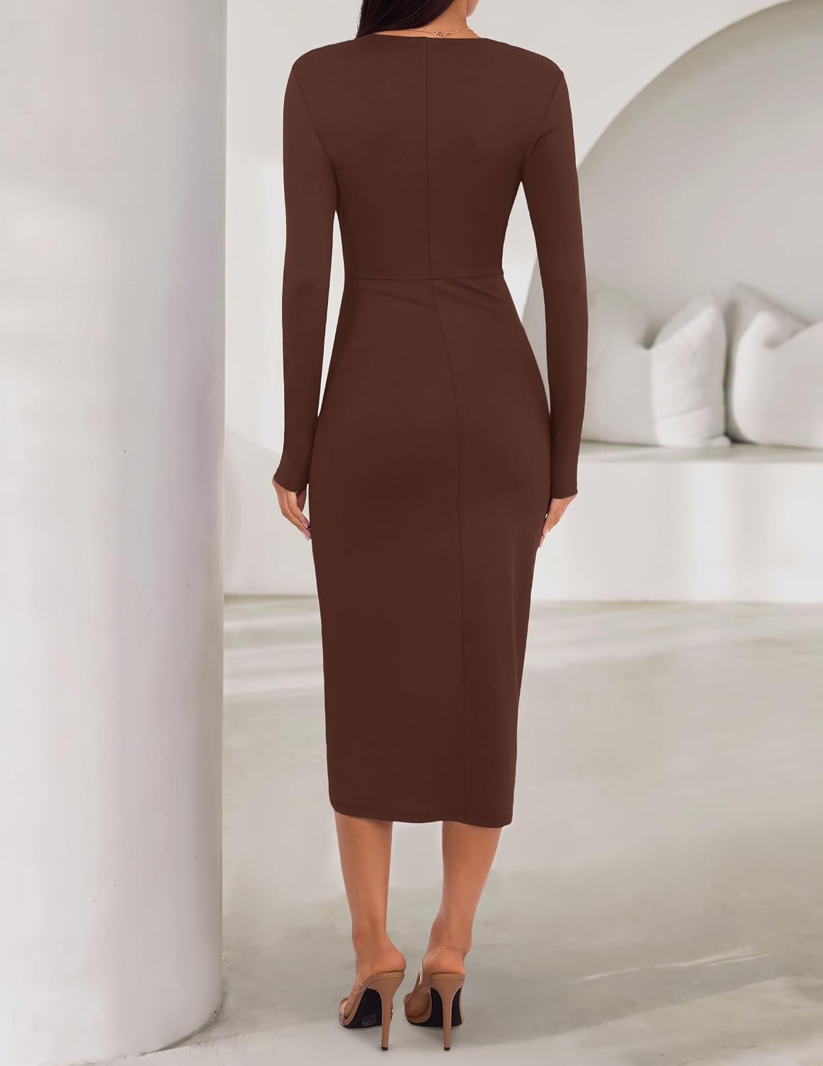 ZESICA Women's Fall Long Sleeve Wrap Bodycon Cocktail Party Dresses