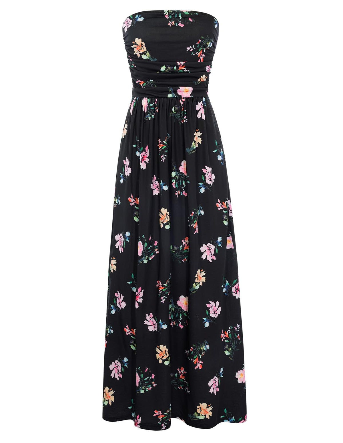 GRACE KARIN Women Strapless Dress Casual Loose Ruched Long Maxi Dress with Pockets