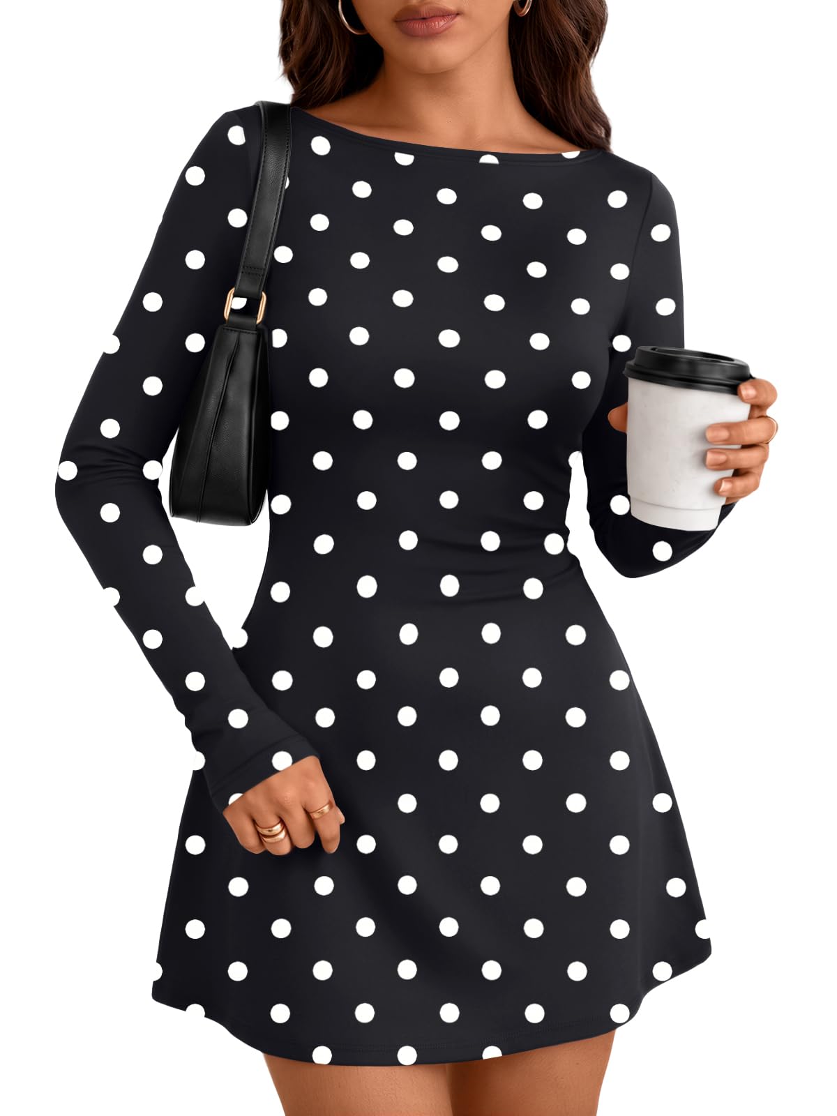 Trendy Queen Womens 2026 Fall Mini Dresses Long Sleeve Bodycon Y2K Dress