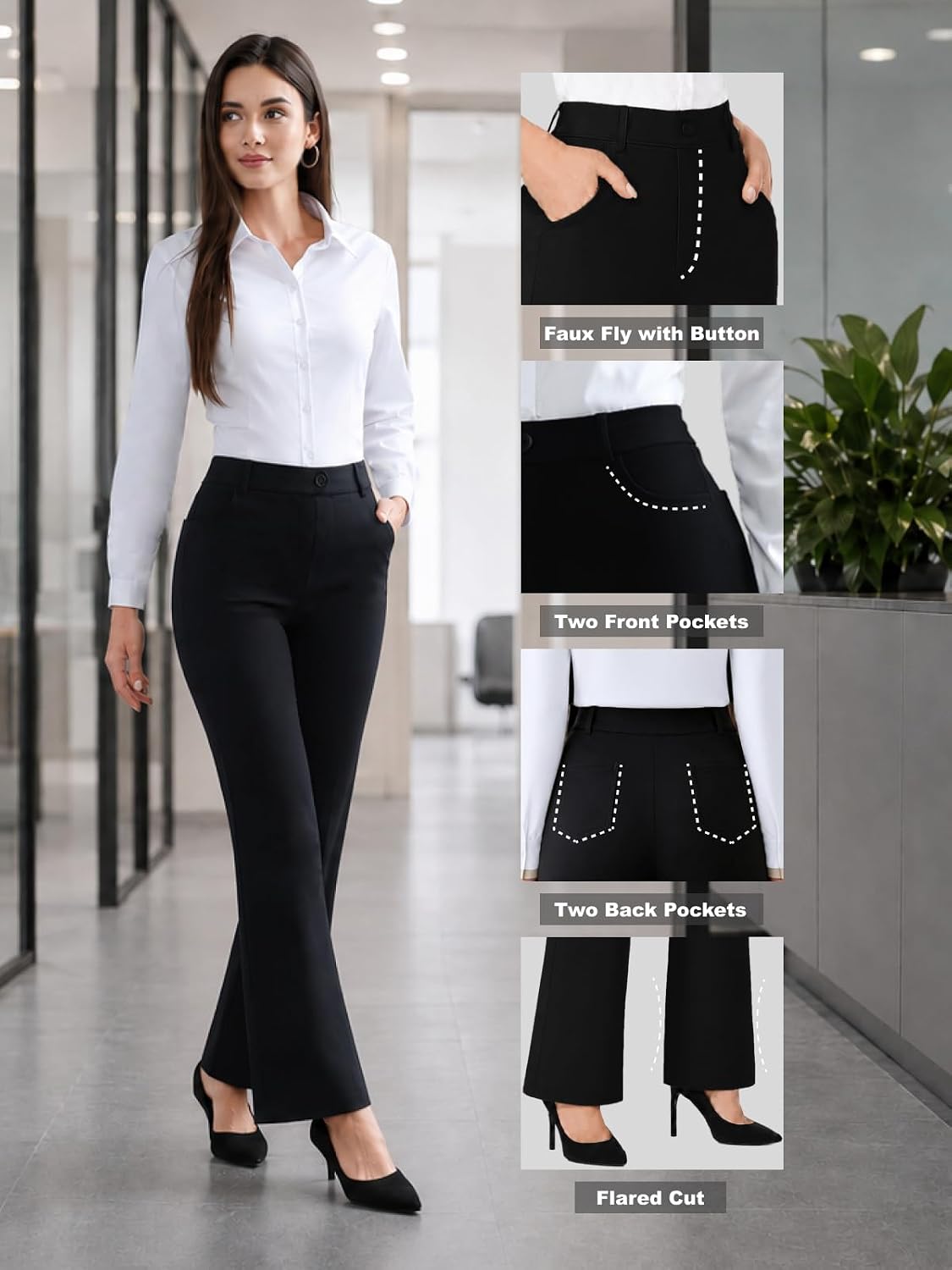 COPYLEAF Dress Pants Women Stretchy Bootcut Casual Work Pants with Pockets